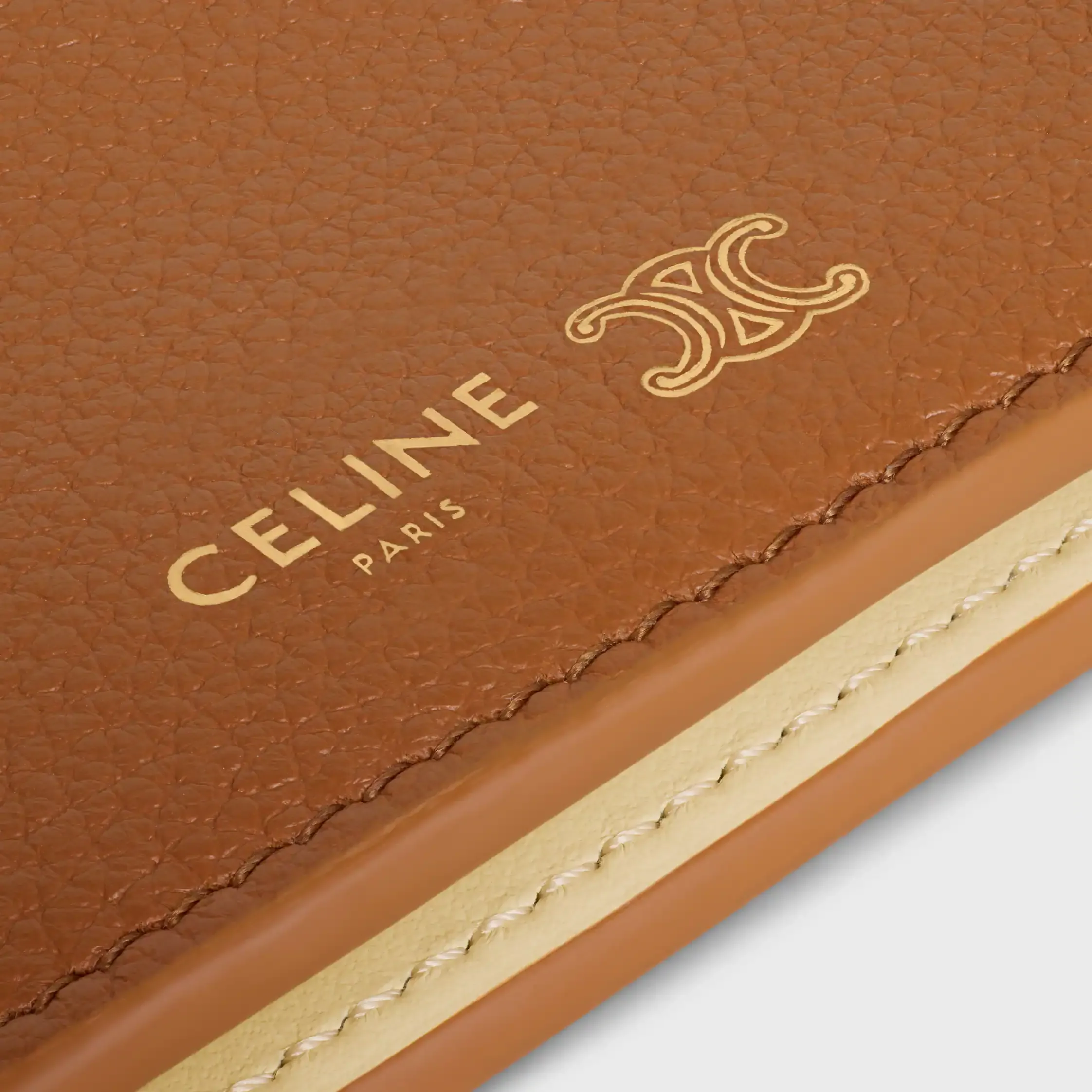 PORTÉE À CARTES BI-FOLD TRIOMPHE STAMP EN VEAU GRANULÉ SOUPLE