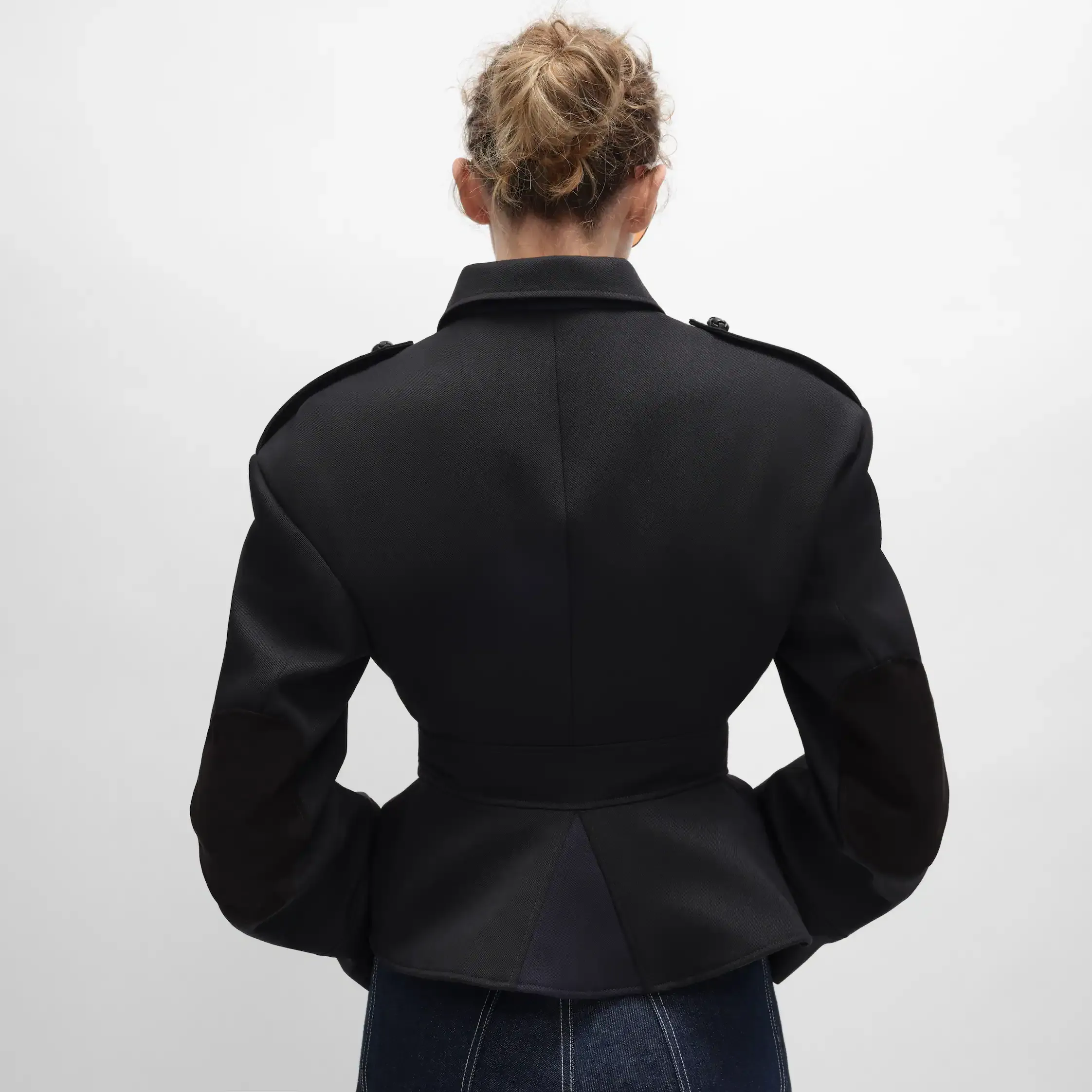 Veste peplum en gabardine de laine