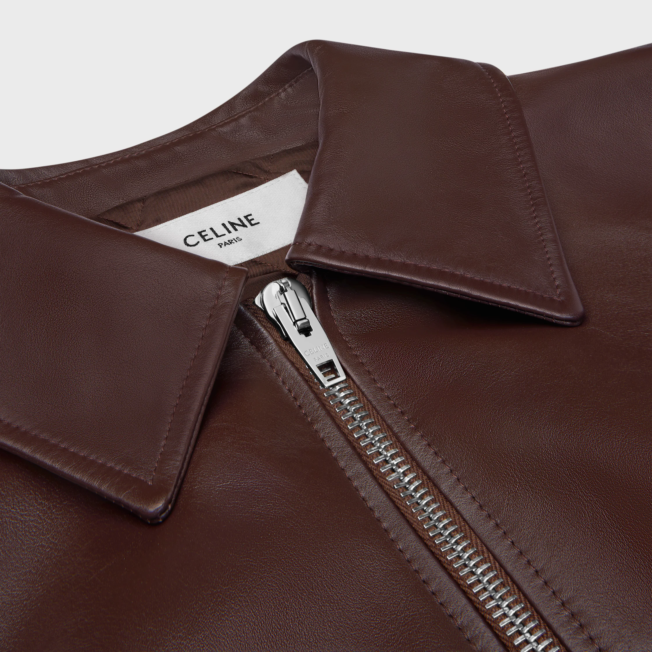 Veste teddy en cuir de veau