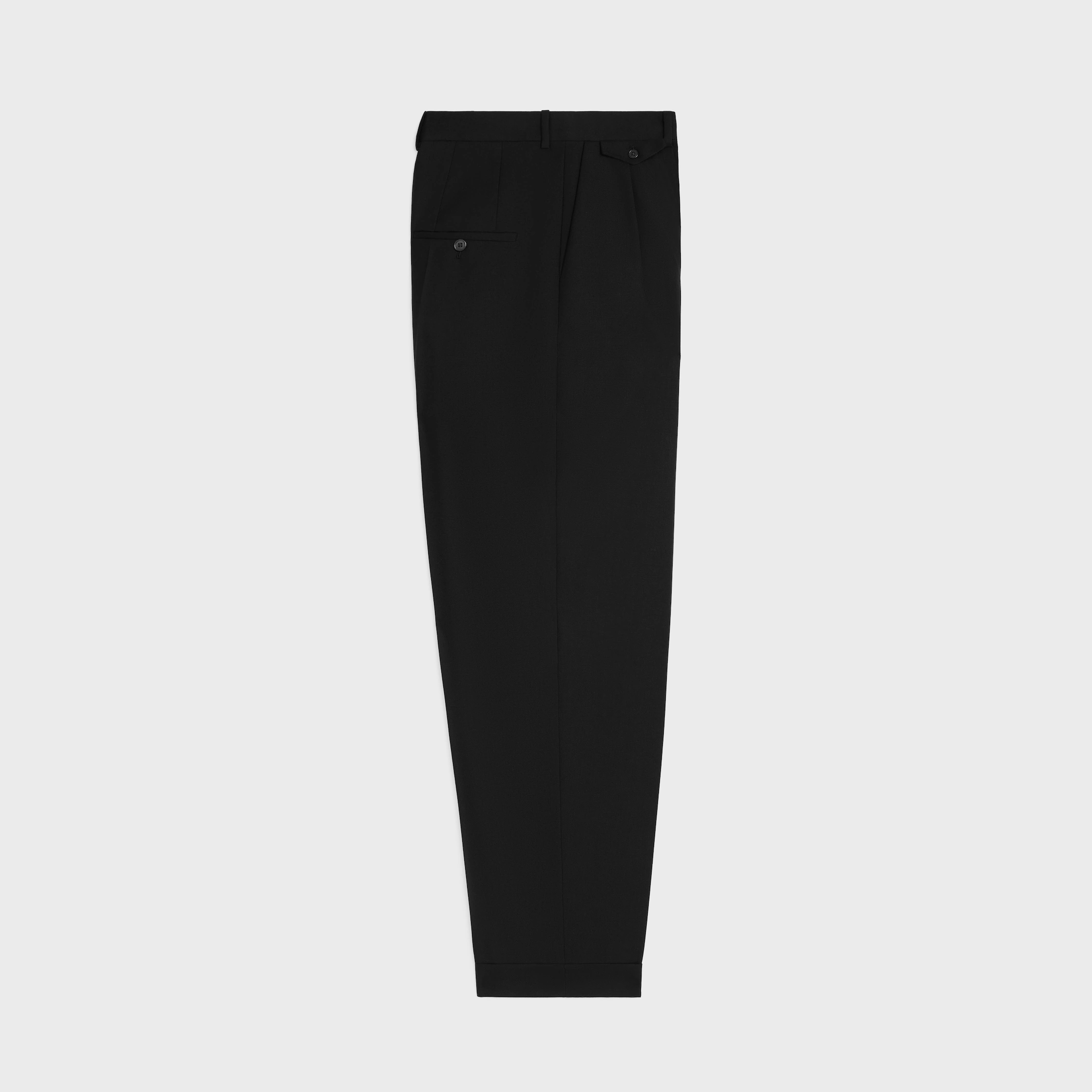 pantalon à pinces en gabardine de laine