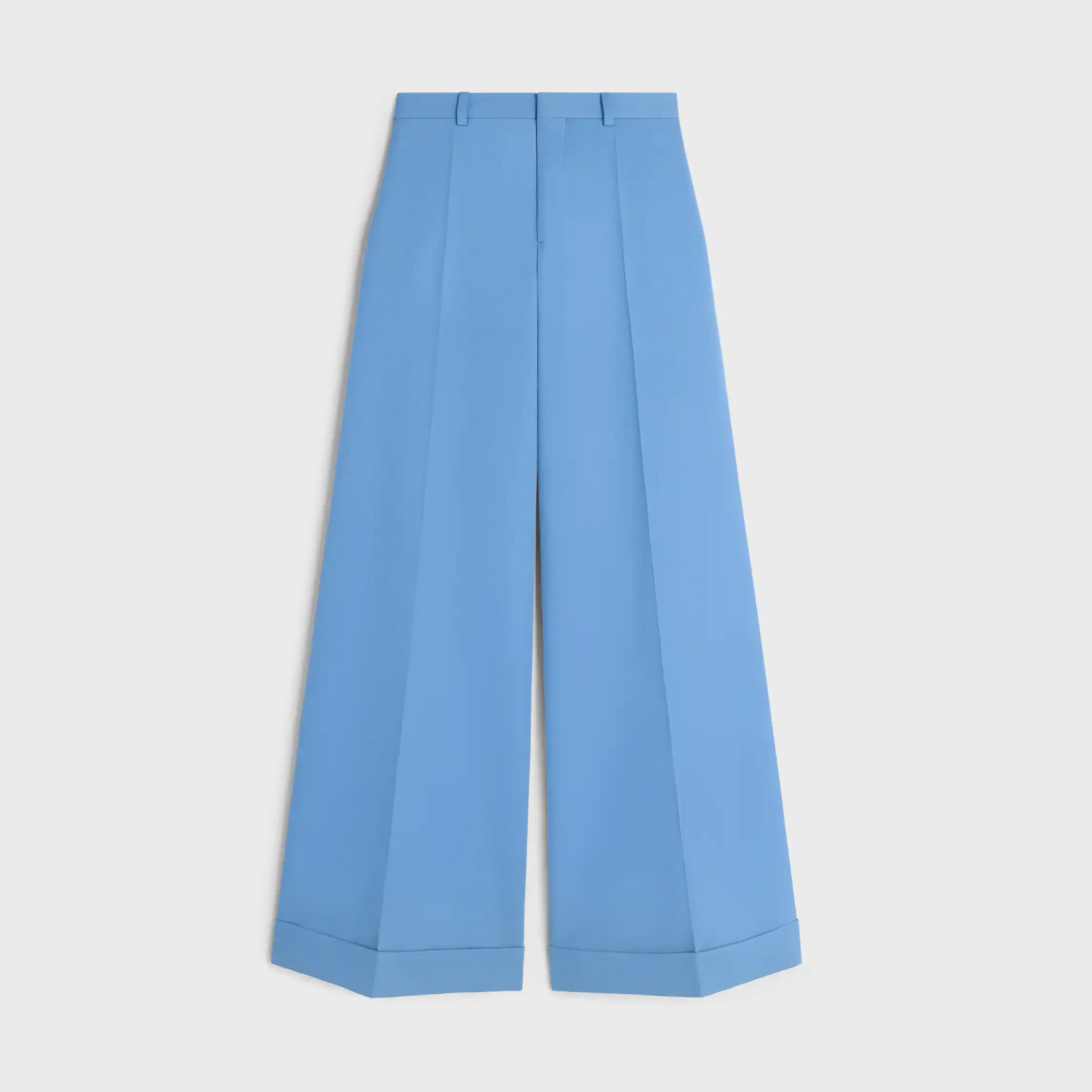 Pantalon long à pinces en laine en diagonale