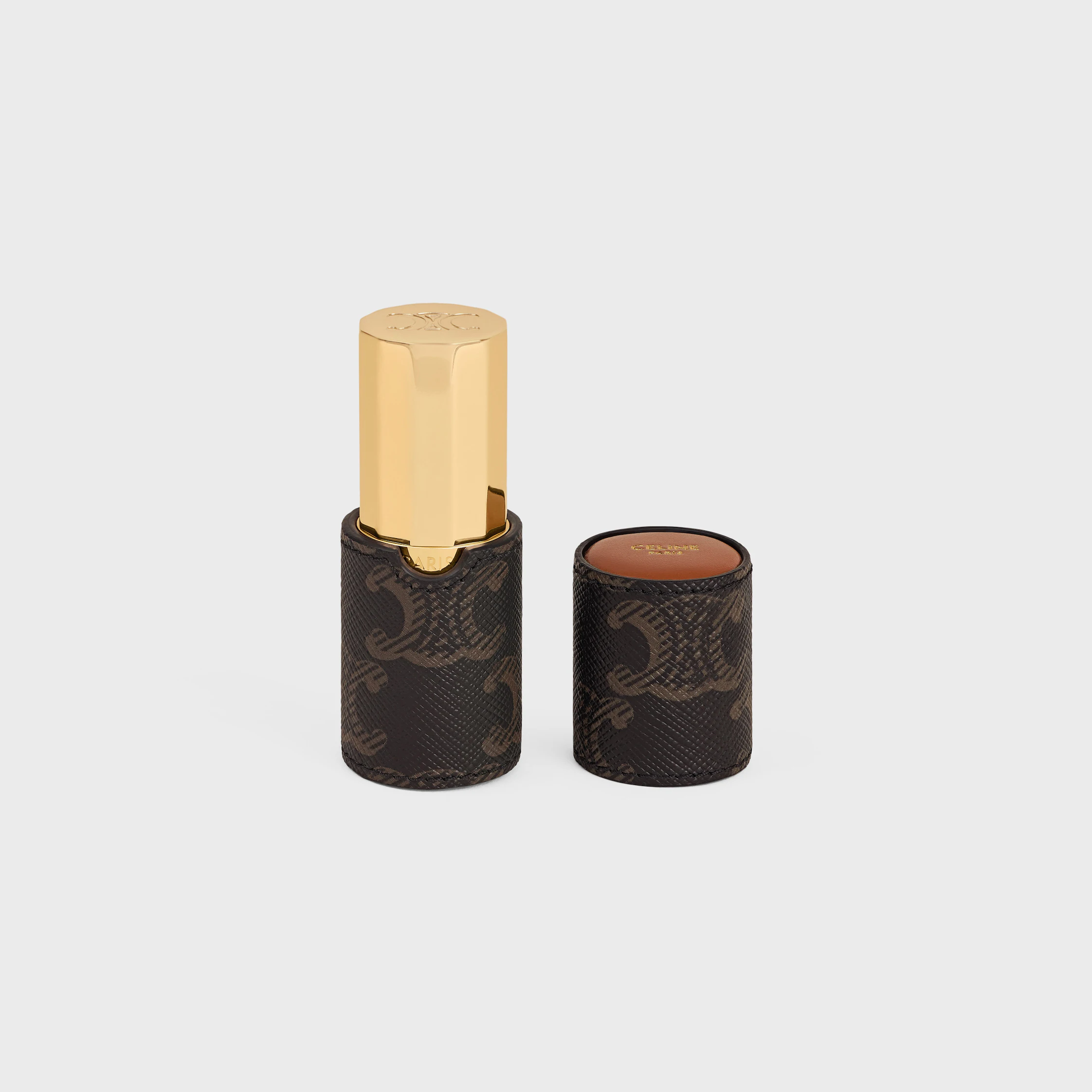 PORTA-LIPSTICK EN TISSU TRIOMPHE ET CUIR DE VEAU