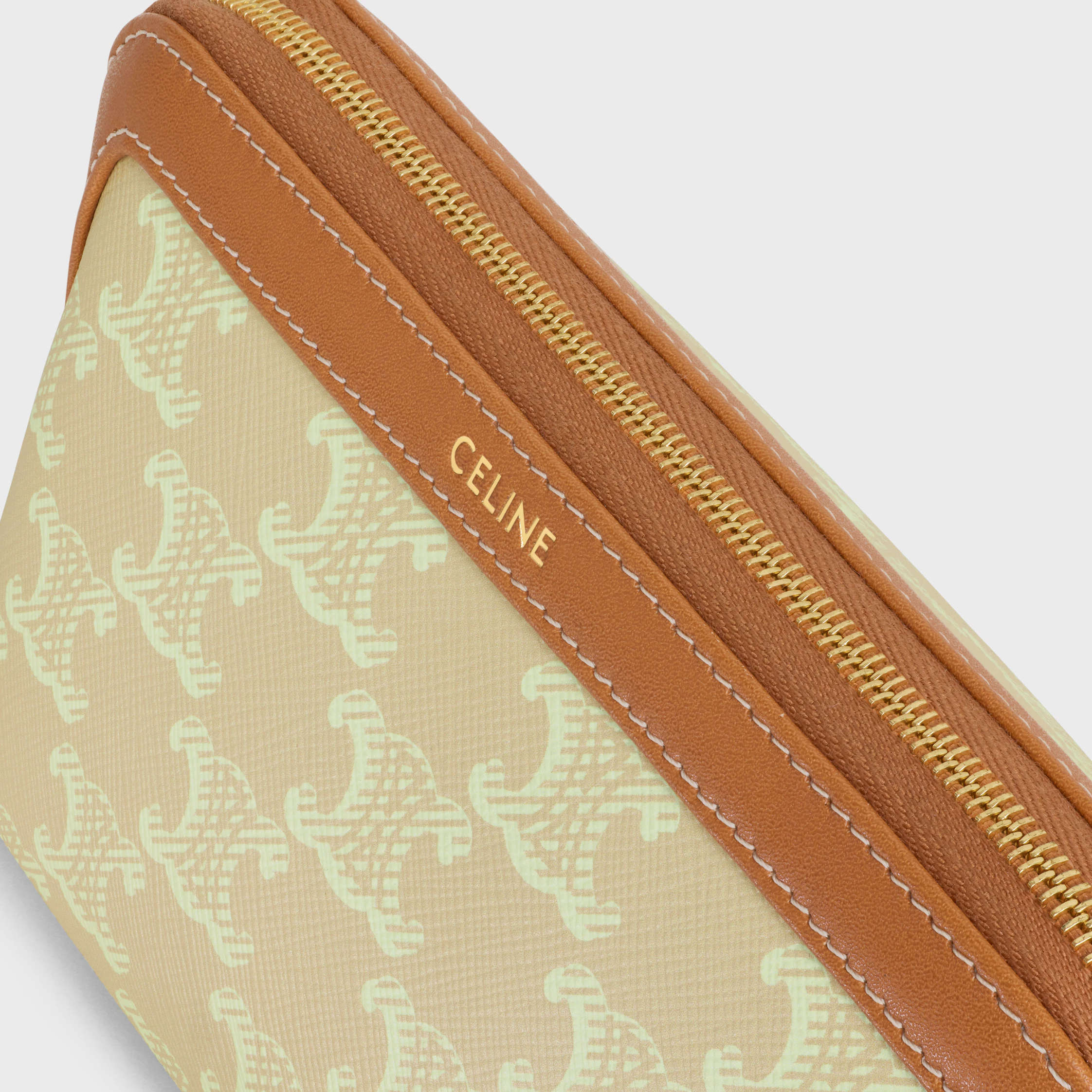 POCHETTE LIPSTICK COSMÉTIQUE EN TISSU TRIOMPHE ET CUIR DE VEAU