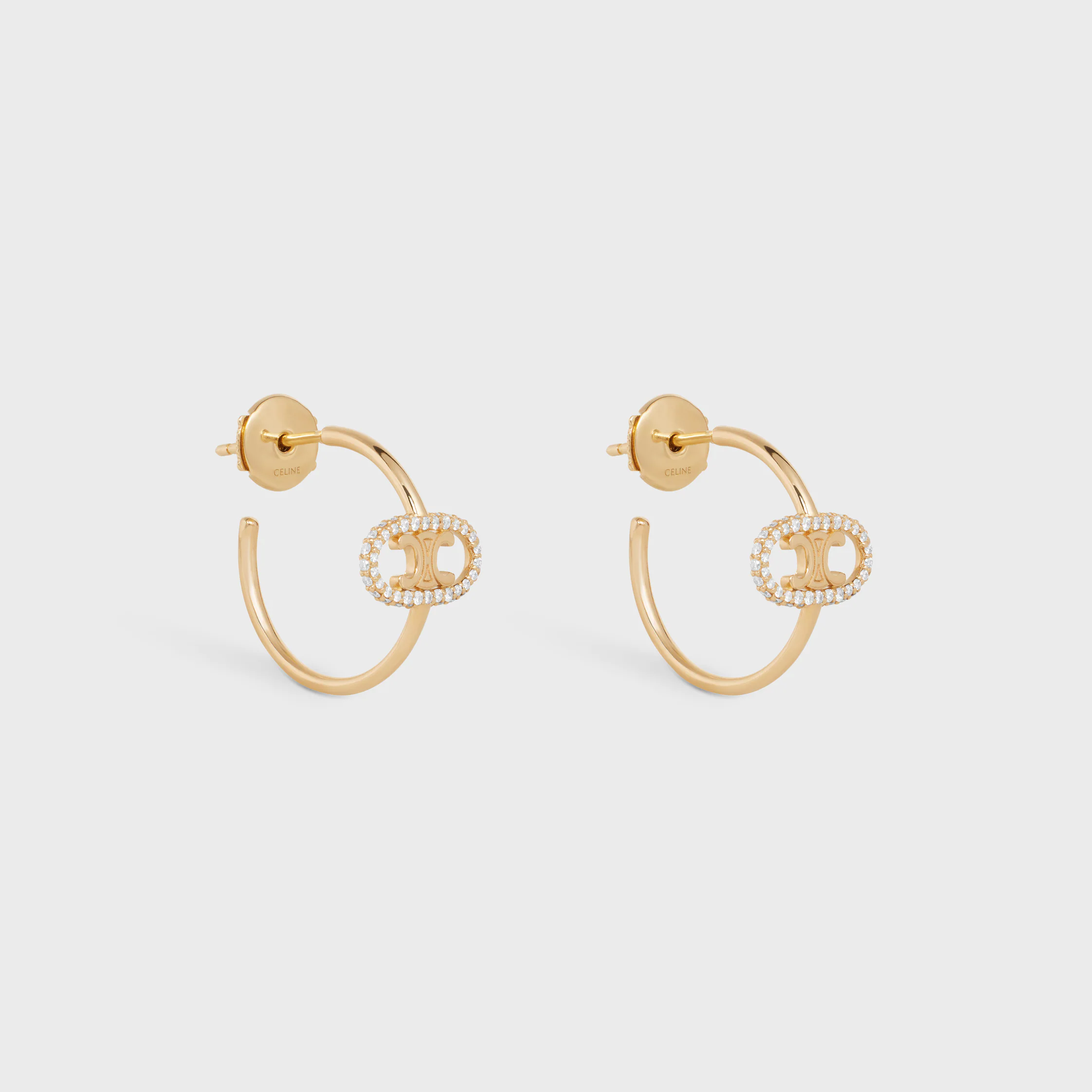 Maillon Triomphe Boucles d'oreilles en or jaune et diamants