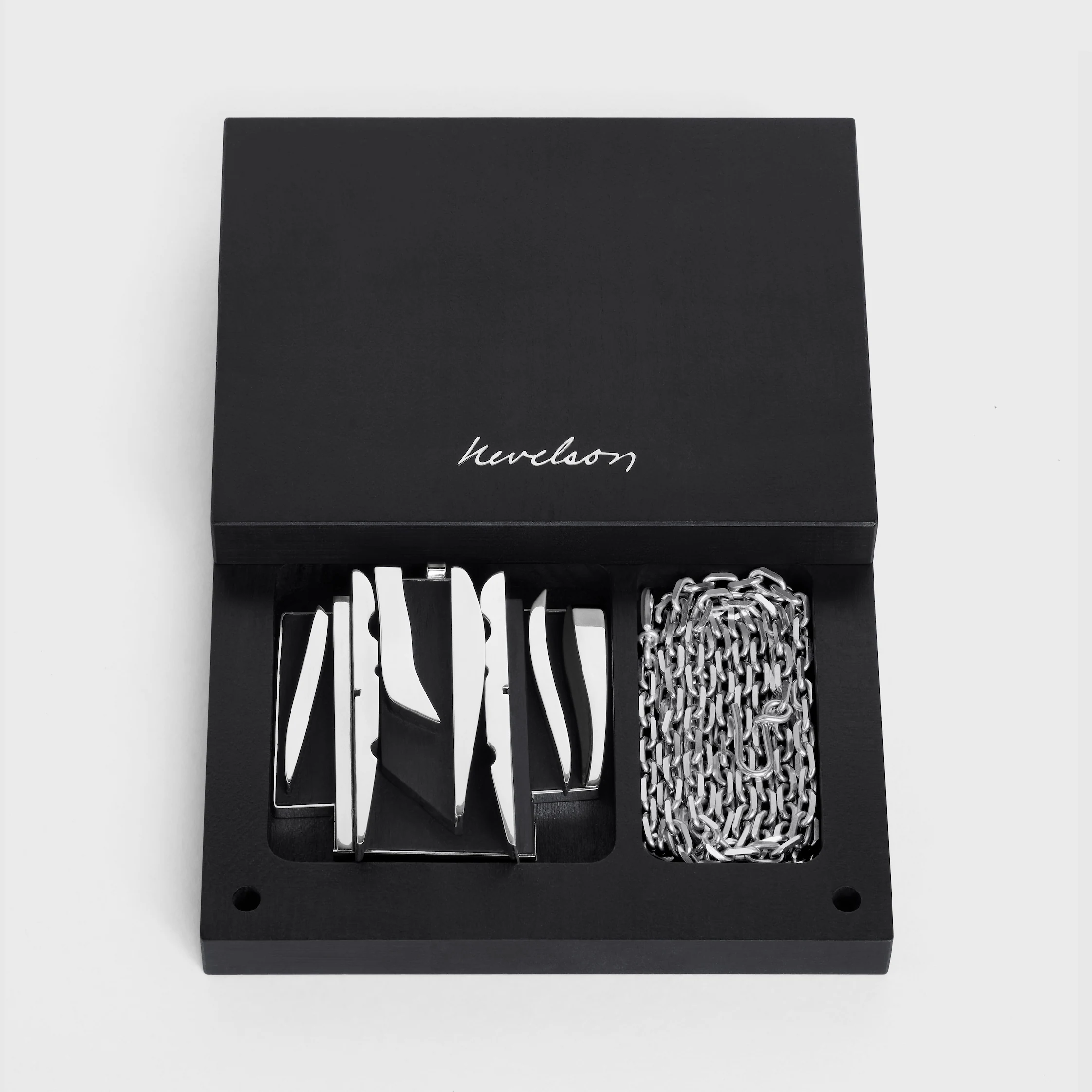 Collier projet Celine Nevelson en argent sterling et bois de chêne