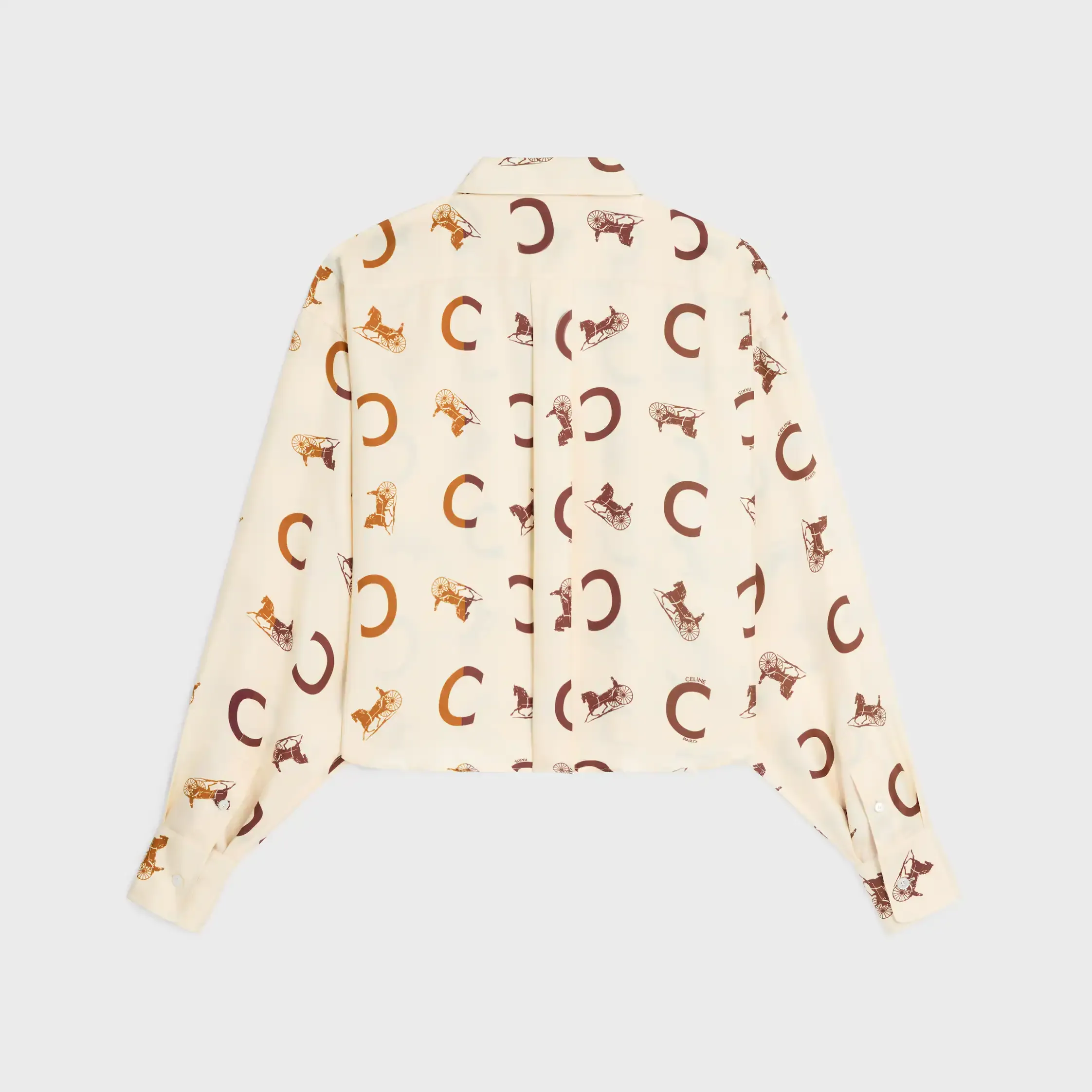 chemise courte en tissu de soie twill