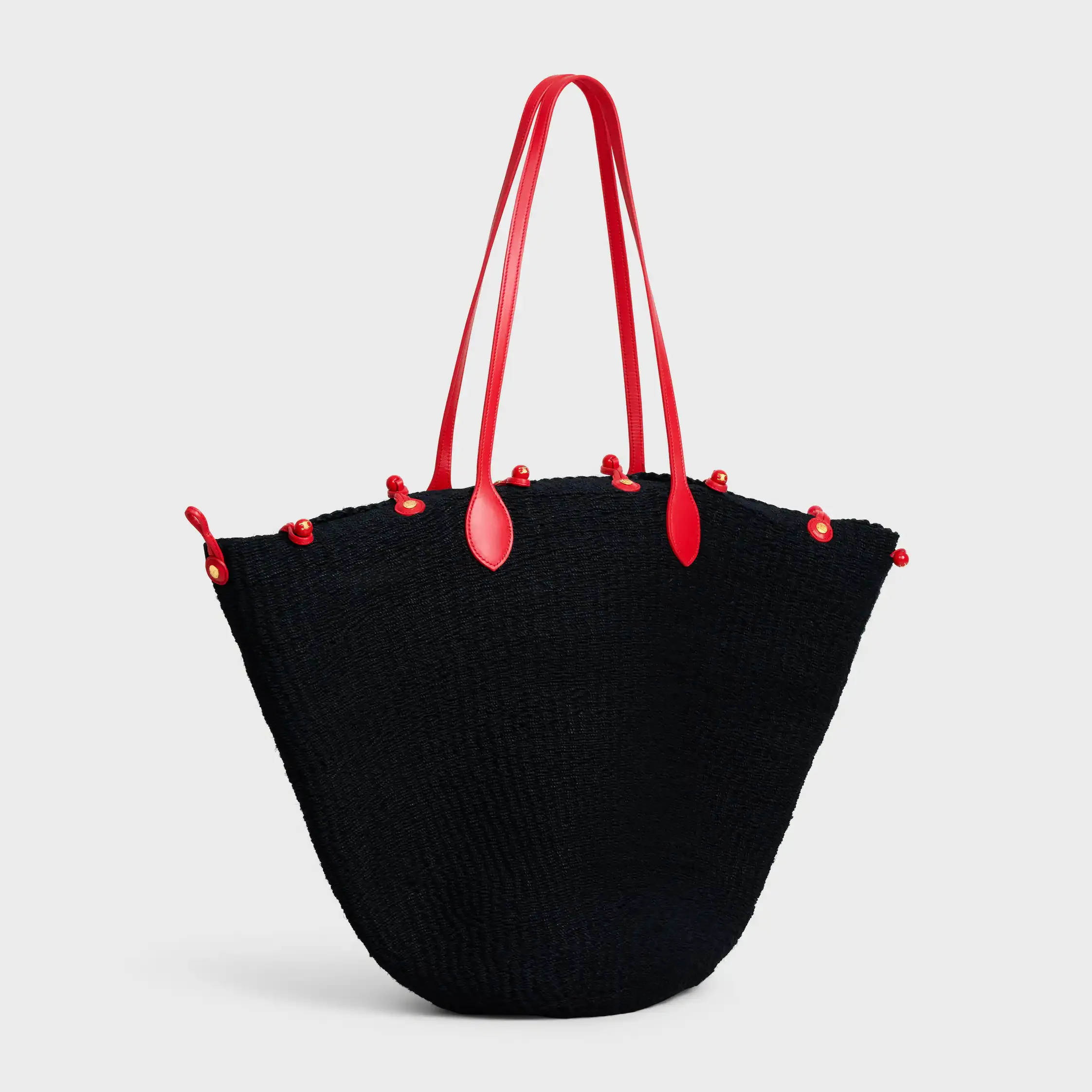 GRAND PANIER DE PERLES TRIOMPHE EN SISAL ET EN CUIR DE VEAU