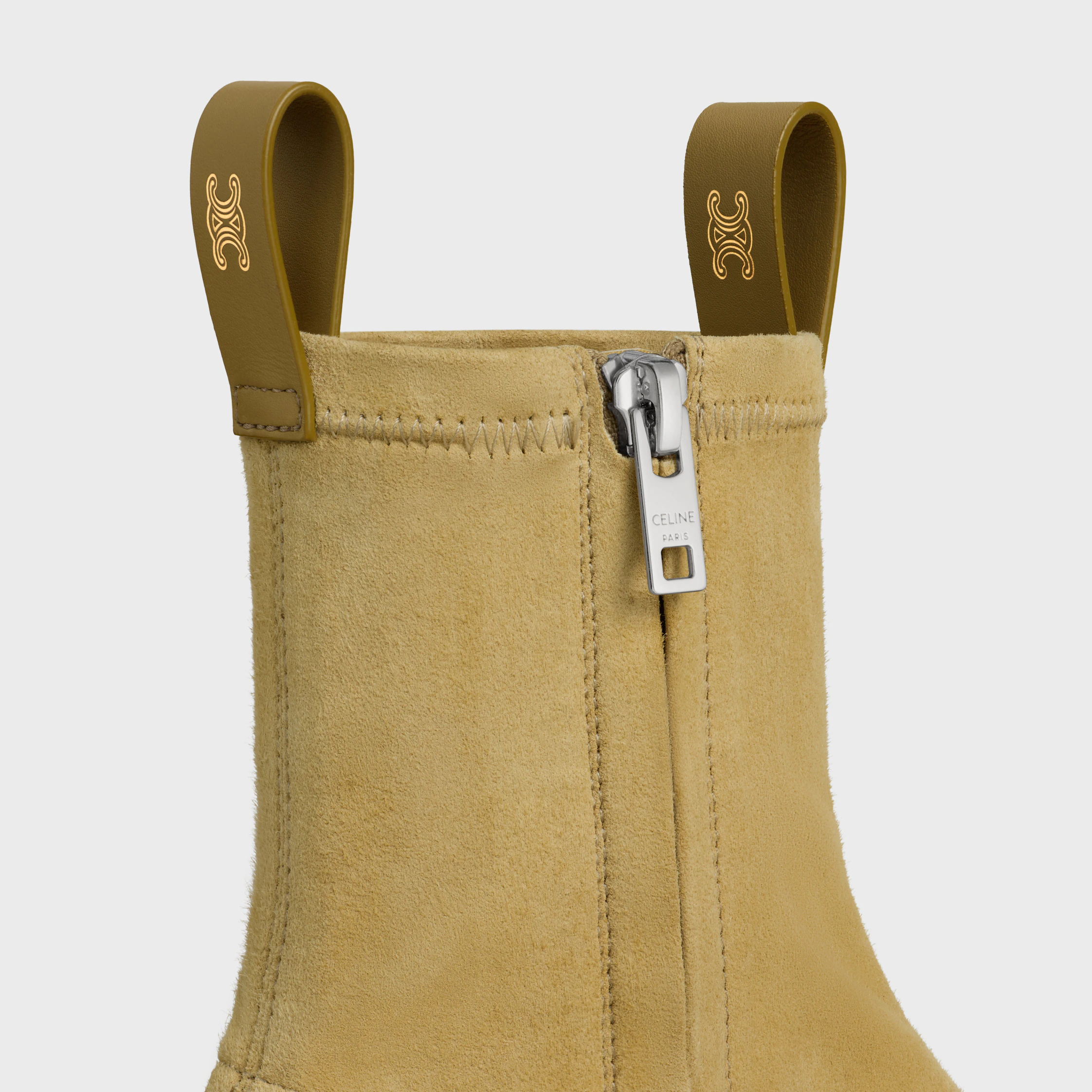 BOTTINE ZIPPÉE FLOW EN SUÈDE EXTENSIBLE EN PEAU DE MOUTON
