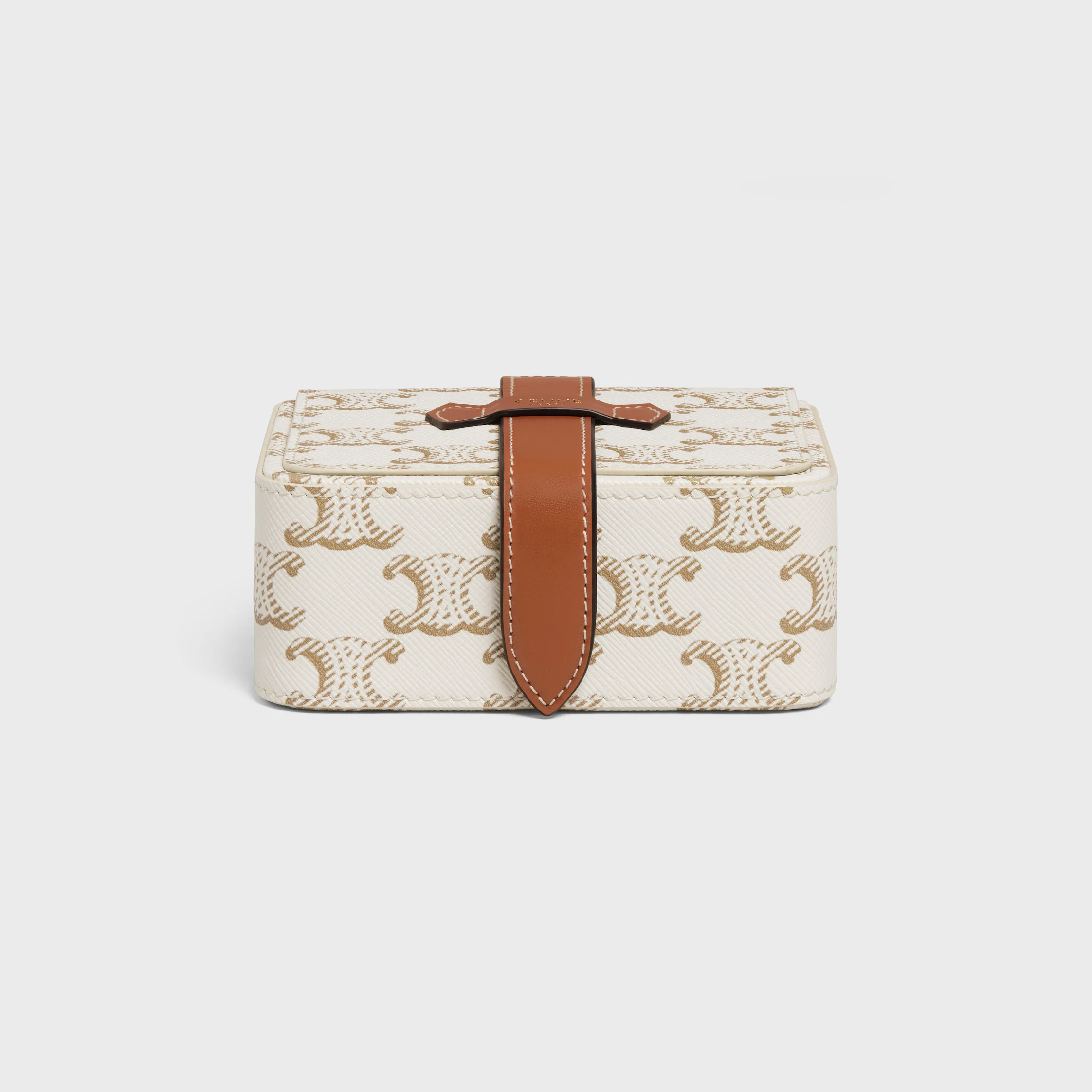 Petite boîte à bijoux en toile Triomphe et cuir de veau