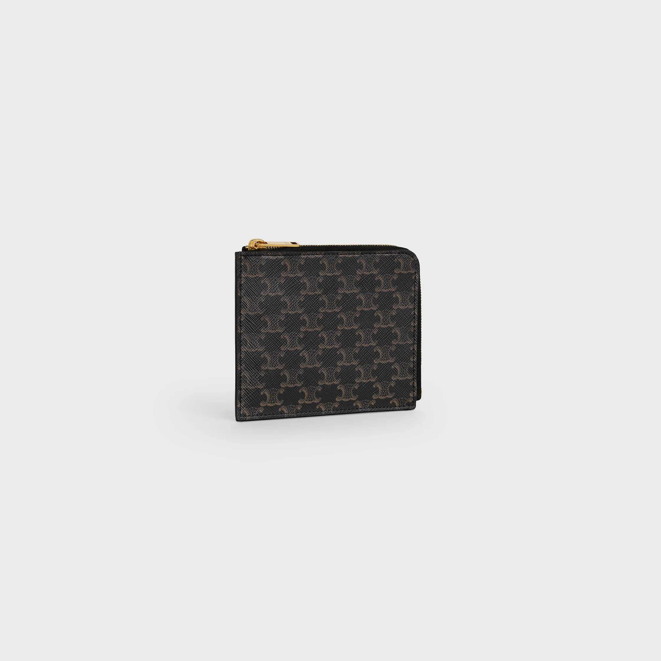 Porte-monnaie zippé avec porte-cartes en toile Triomphe et veau