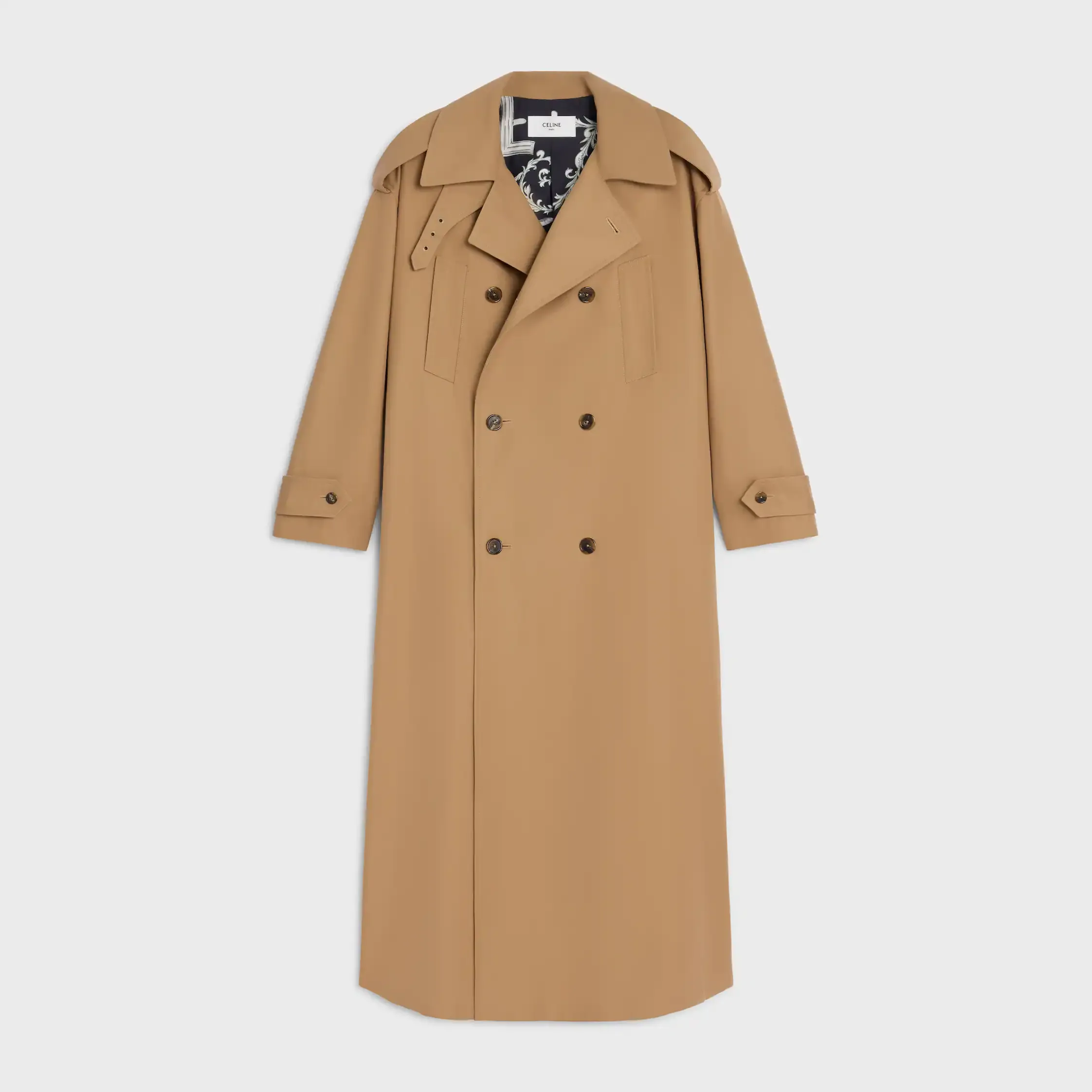 manteau trench en gabardine de coton et laine