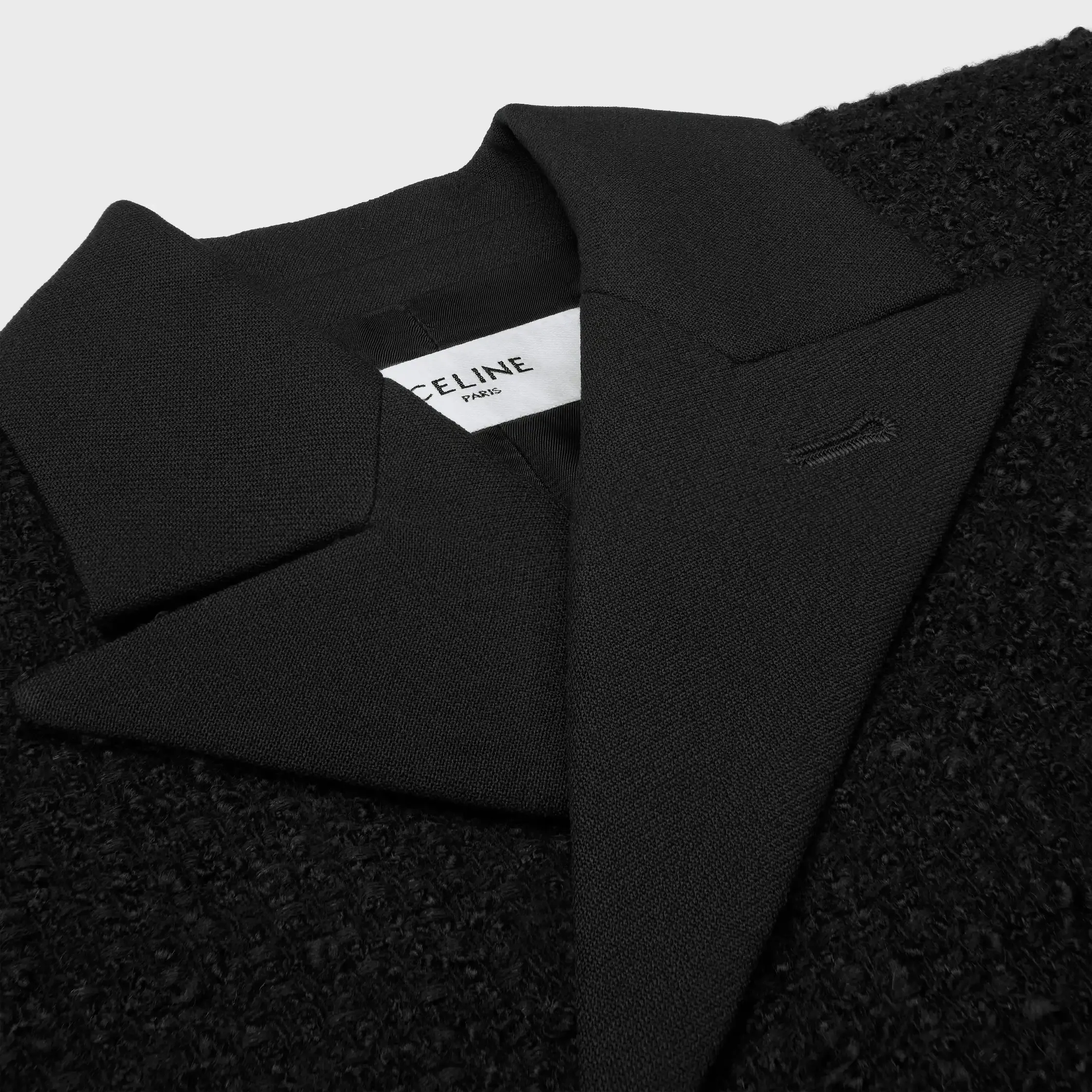 manteau à double boutonnage en laine natté