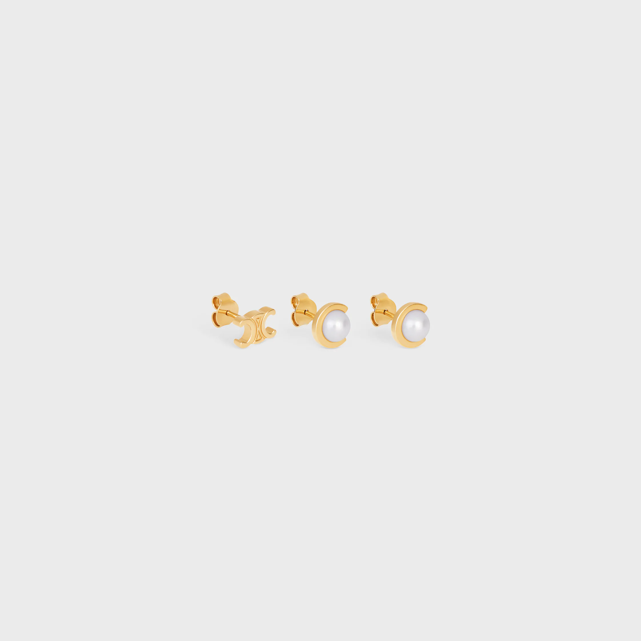 Les Perles Celine Ensemble de 3 boucles en perles de résine et laiton finition or