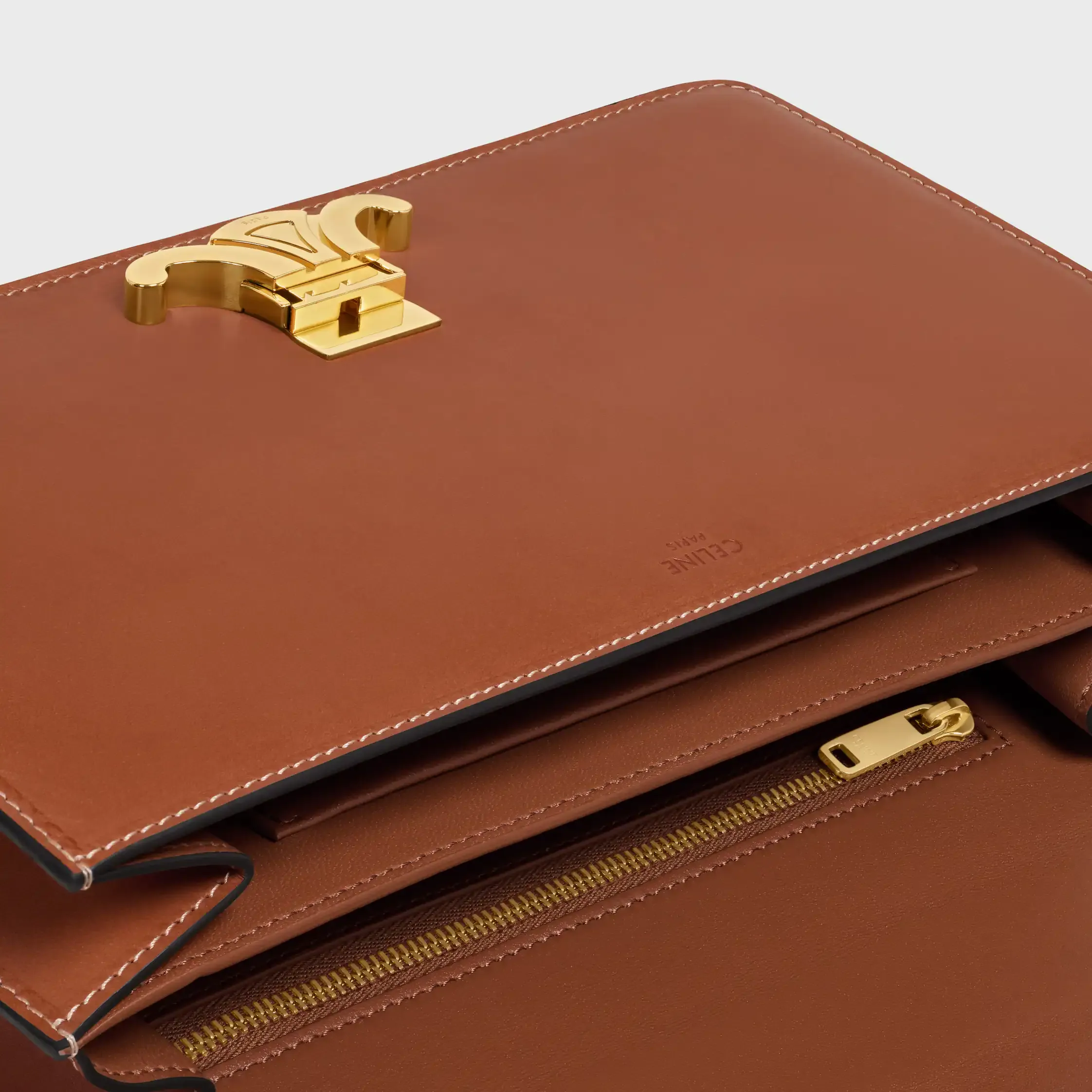 MEDIUM TRIOMPHE FOLIO EN CUIR DE VEAU NATUREL