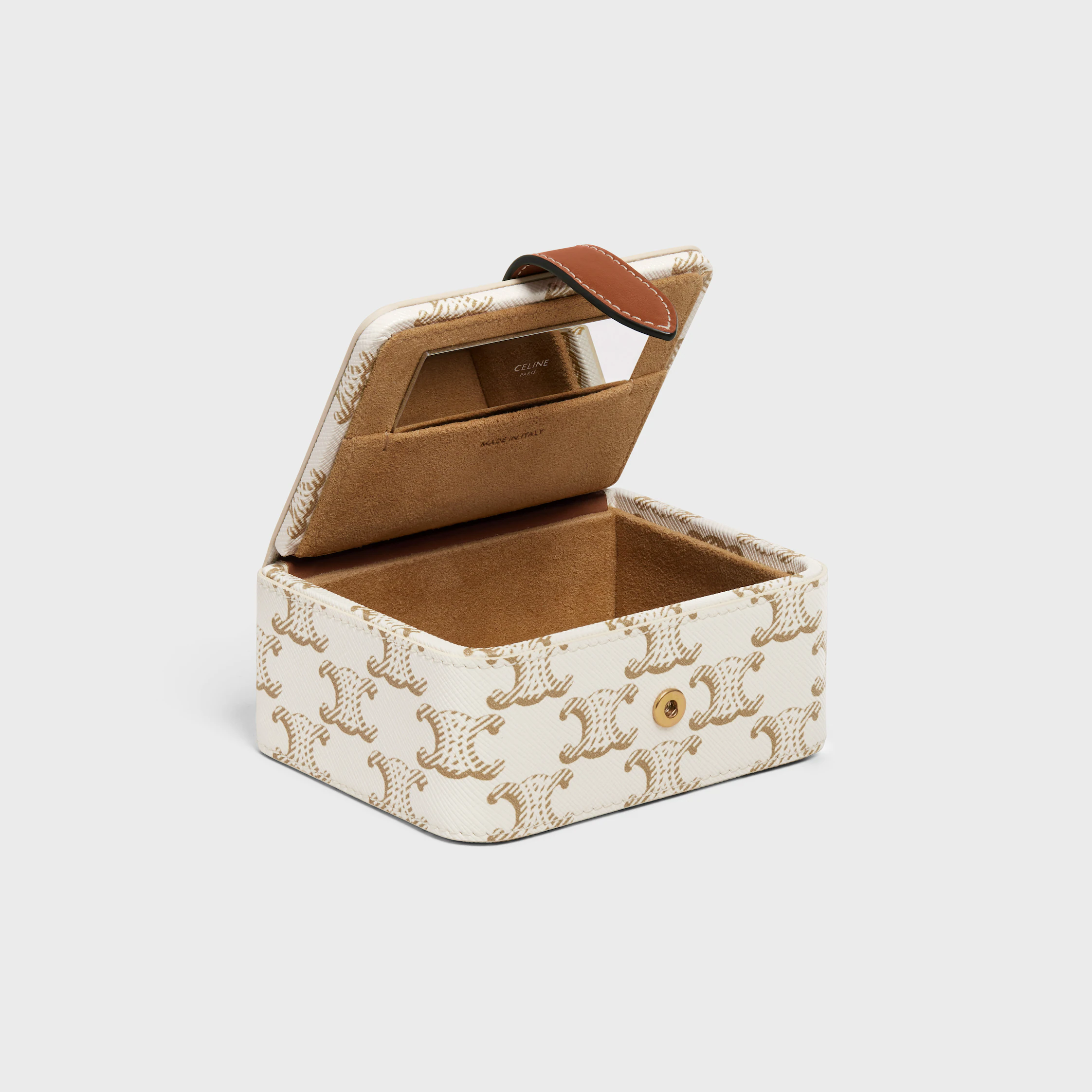 Petite boîte à bijoux en toile Triomphe et cuir de veau