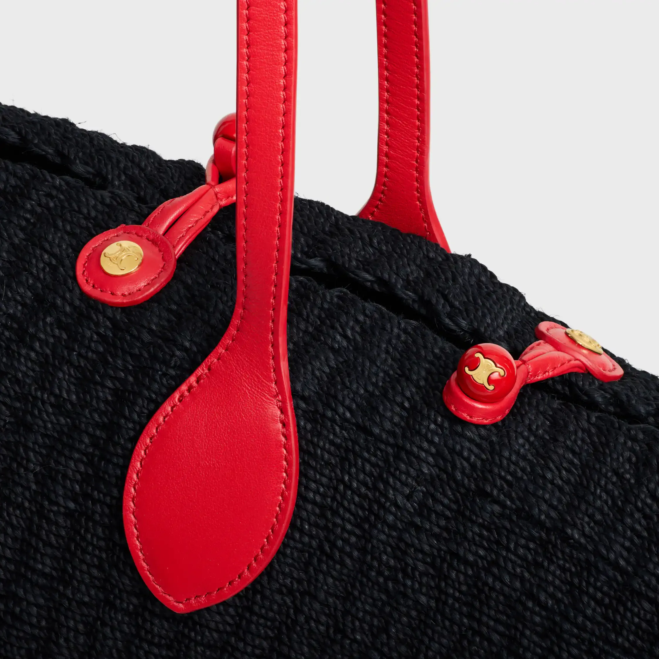 GRAND PANIER DE PERLES TRIOMPHE EN SISAL ET EN CUIR DE VEAU