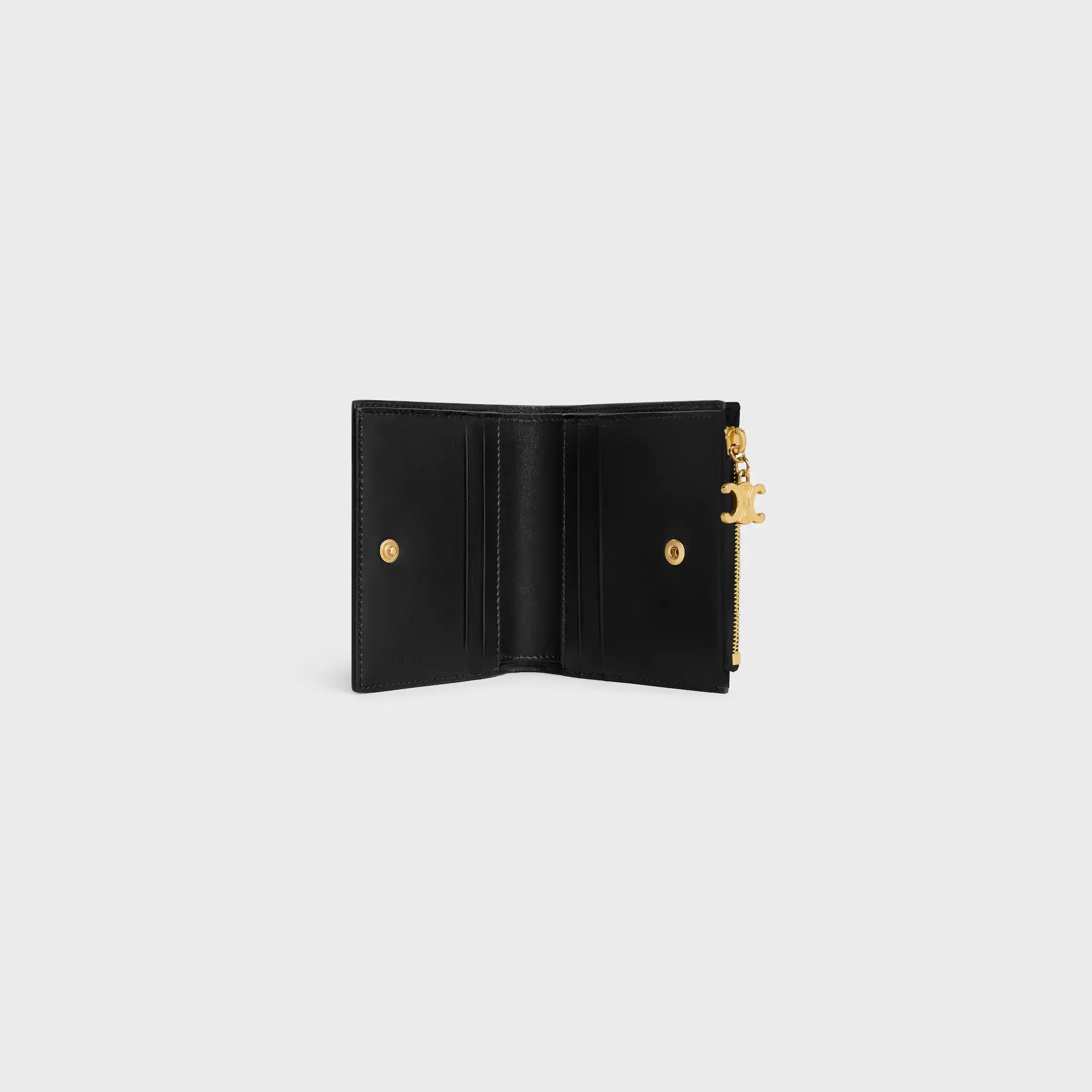 PETIT PORTÉE COMPACT TRIOMPHE CHARMS EN CUIR DE VEAU GRAINÉ