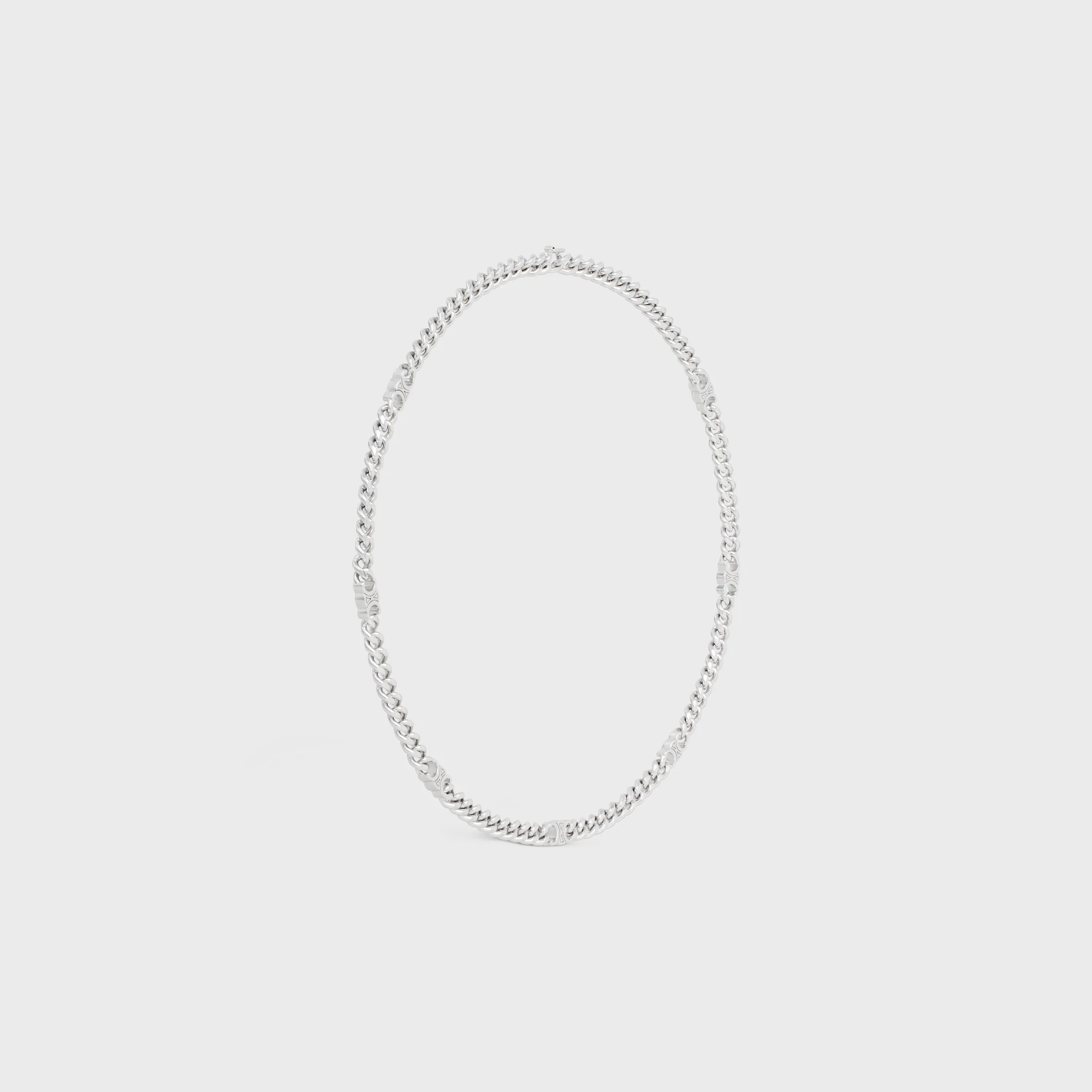 Collier Gourmette Triomphe Petite en laiton avec finition rhodiée