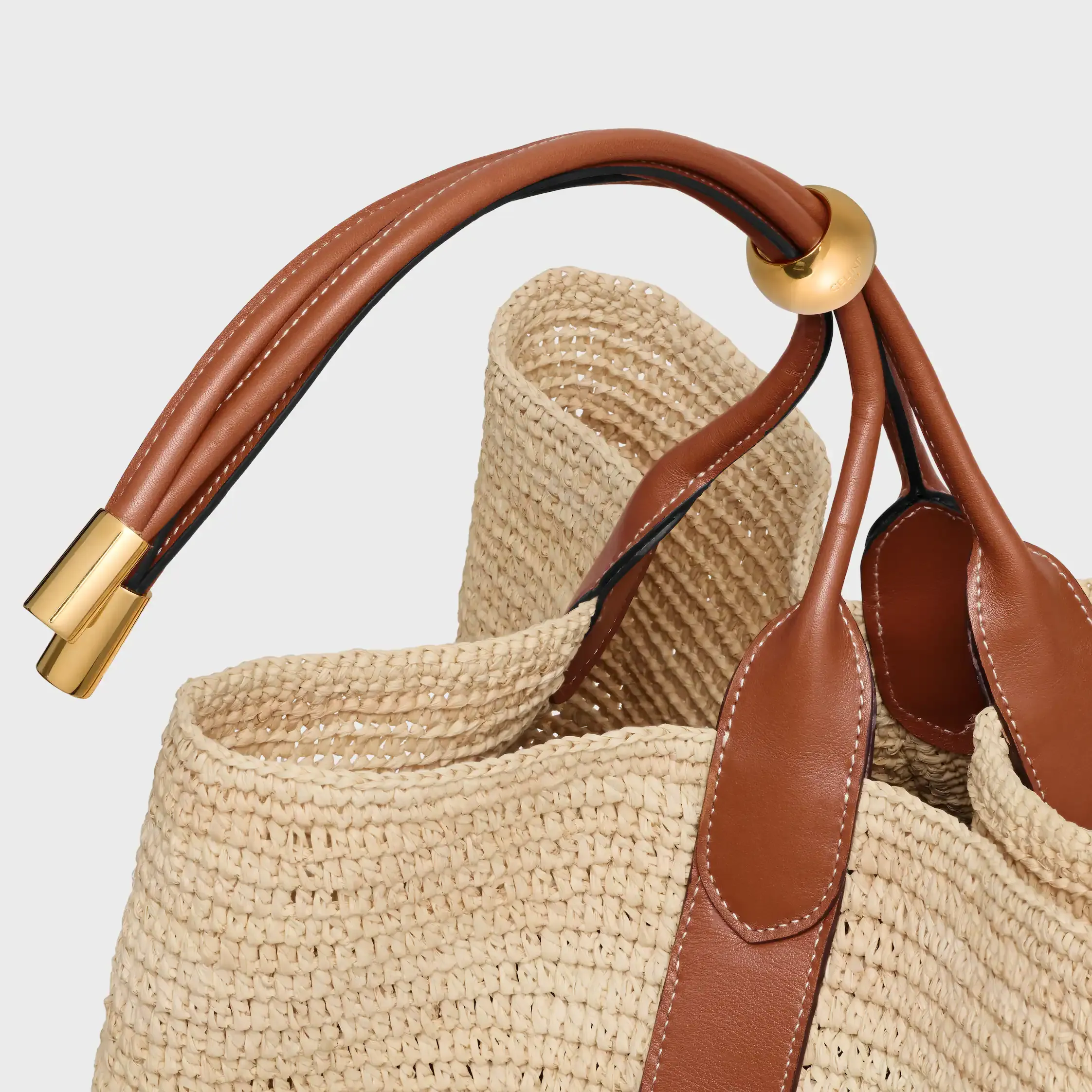 SAC À MAIN GRAND FORMAT EN PANIER ET EN CUIR DE VEAU