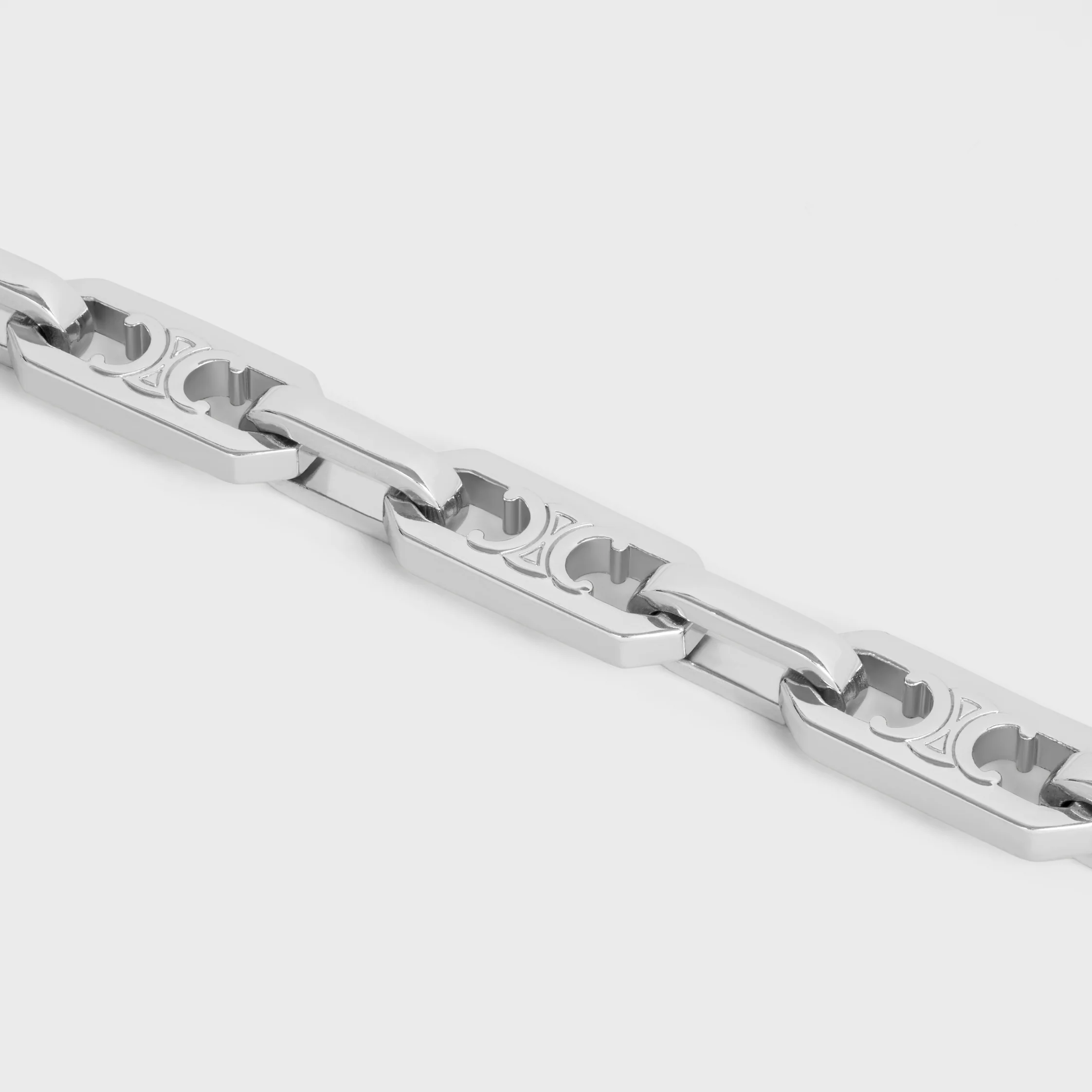 Bracelet Triomphe Petit Octogone en laiton avec finition rhodiée