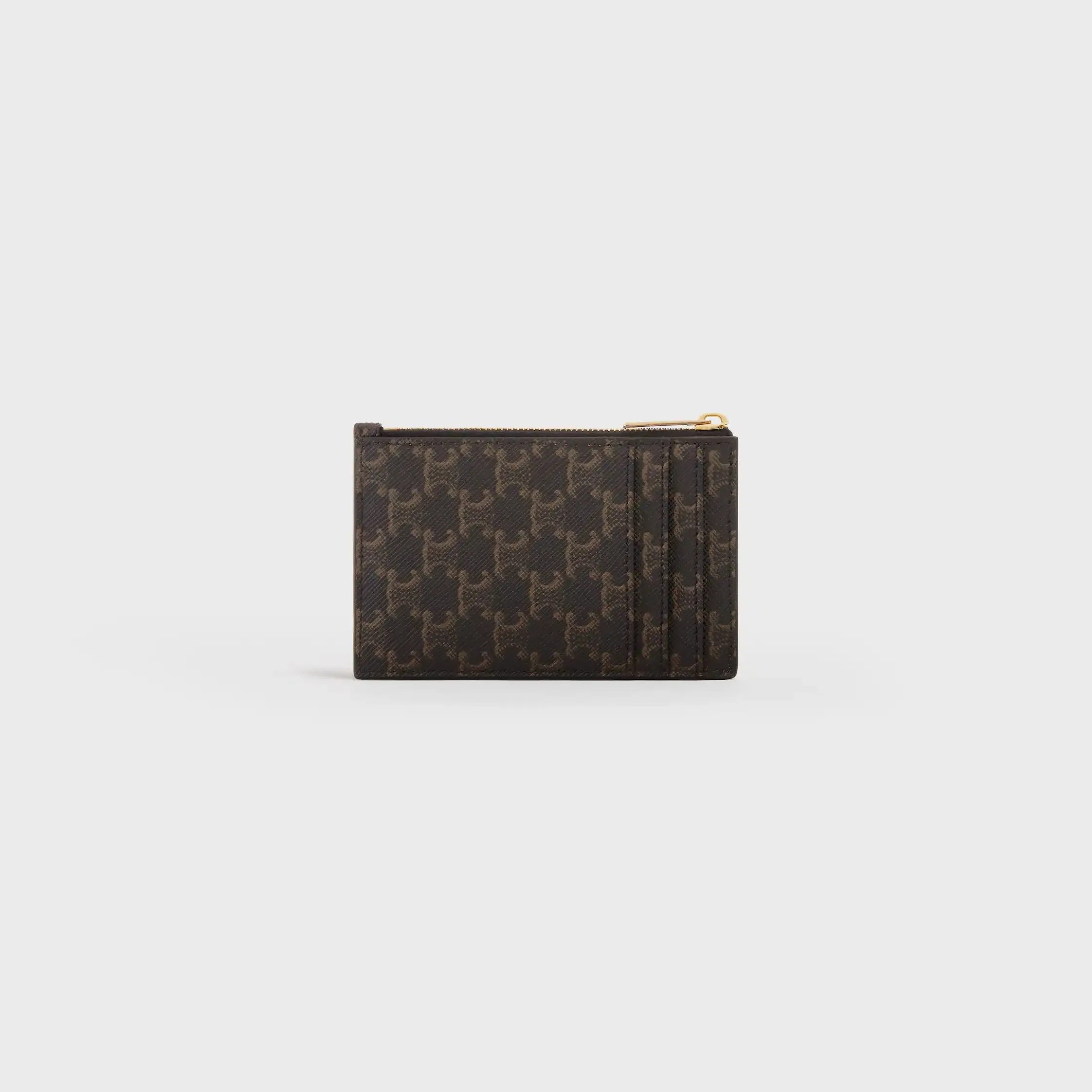 Porte-cartes zippé IN Triomphe en toile et peau de mouton