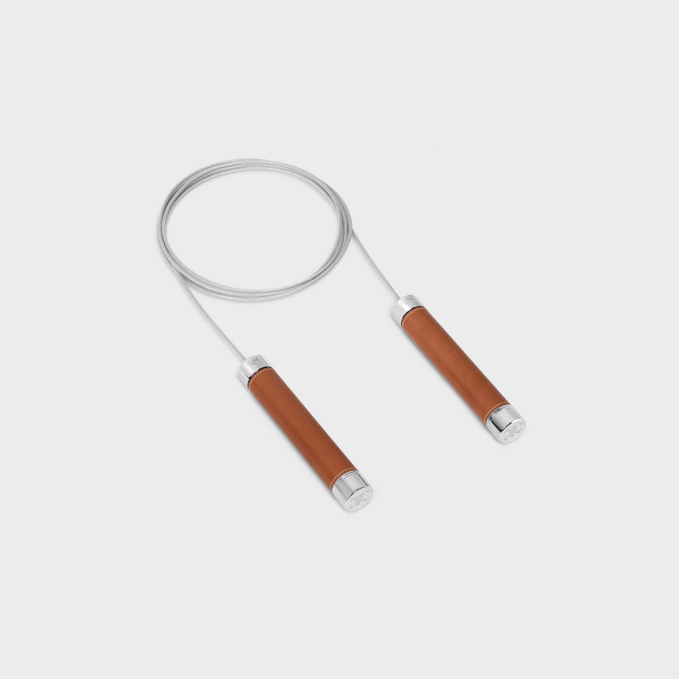 CORDE À SAUTER EN ALUMINIUM ET CUIR DE VEAU