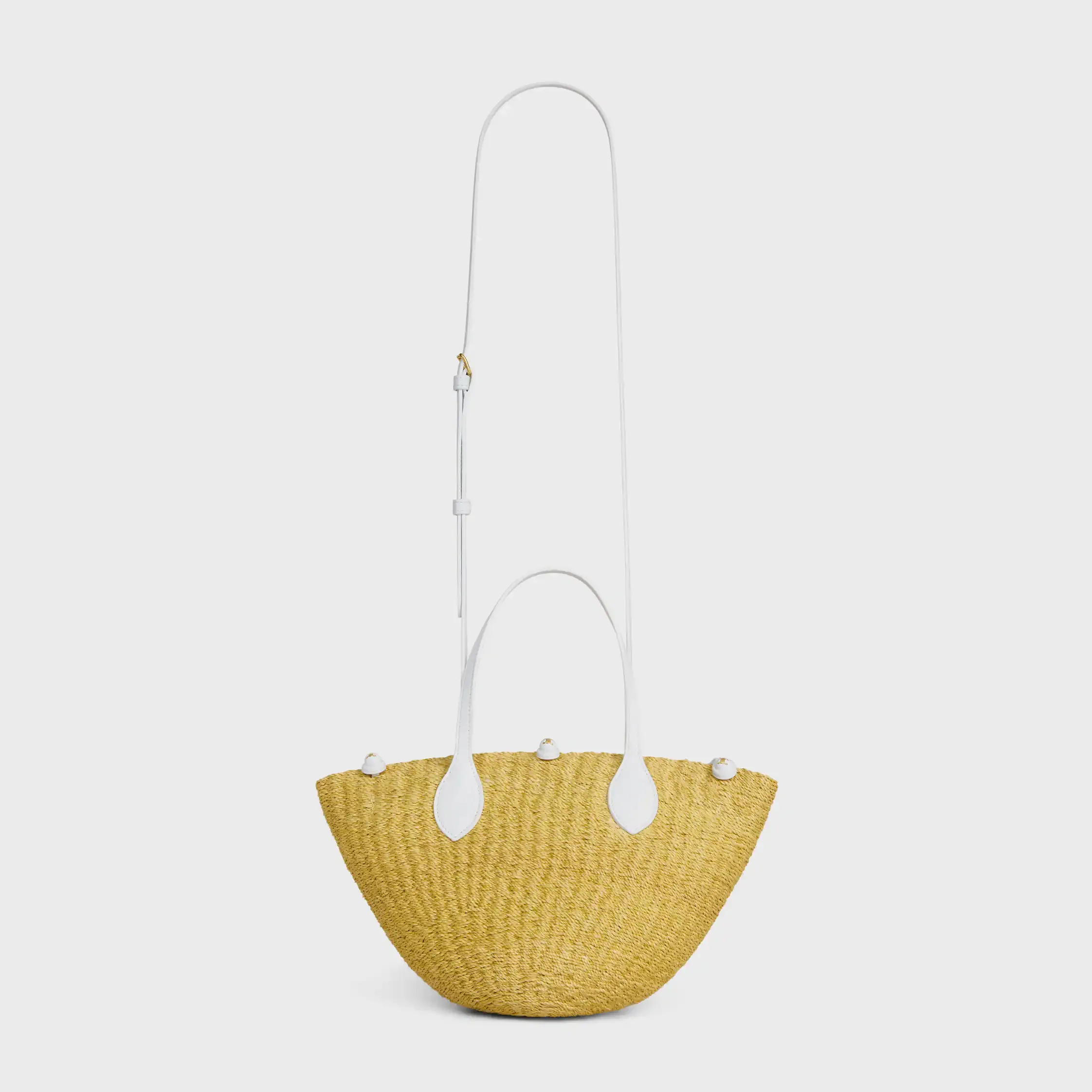 PETIT PANIER DE PERLES TRIOMPHE EN SISAL ET EN CUIR DE VEAU