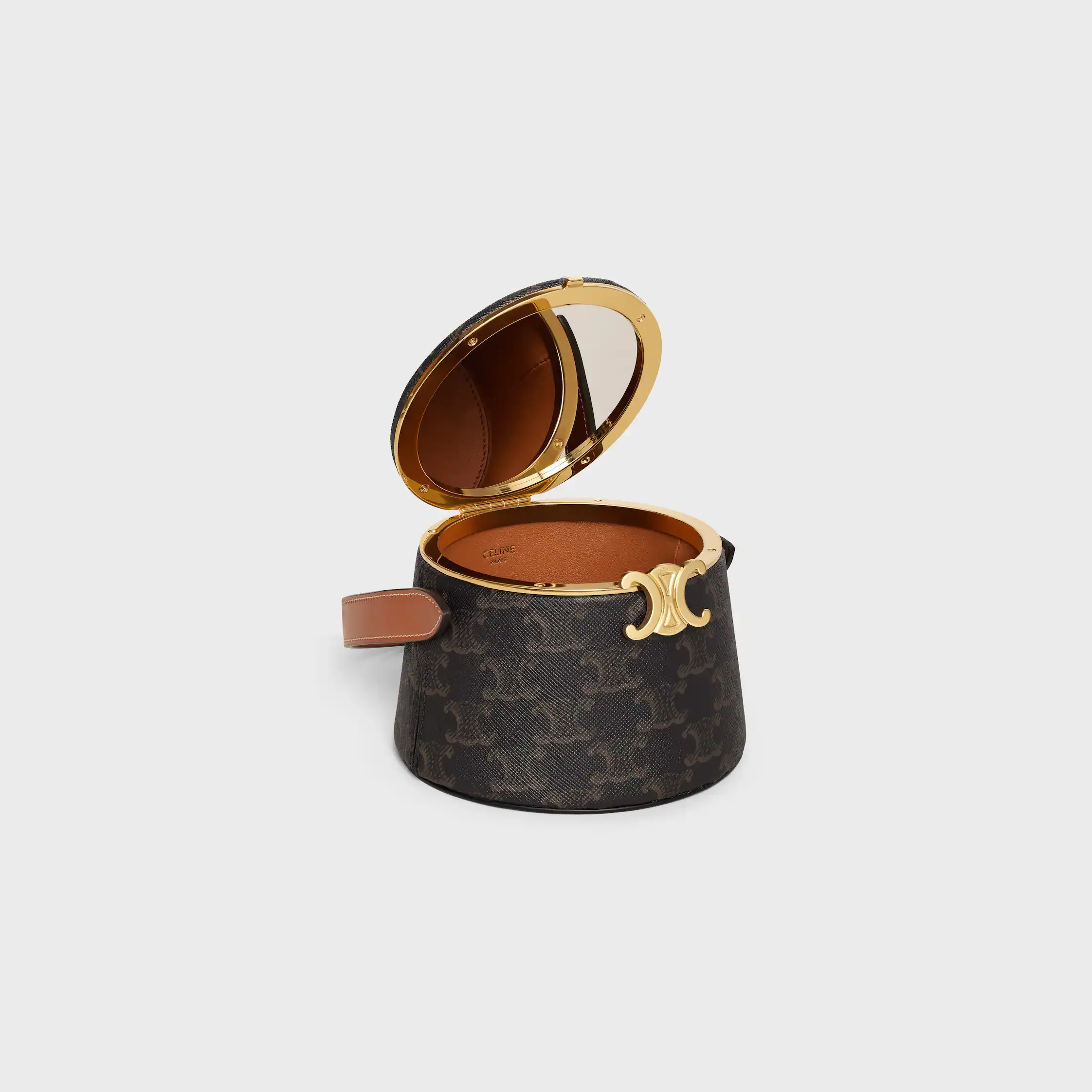 MINAUDIÈRE NINA CELINE EN PEAU DE MOUTON AVEC IMPRIMÉ CANVAS TRIOMPHE ET PEAU DE VEAU