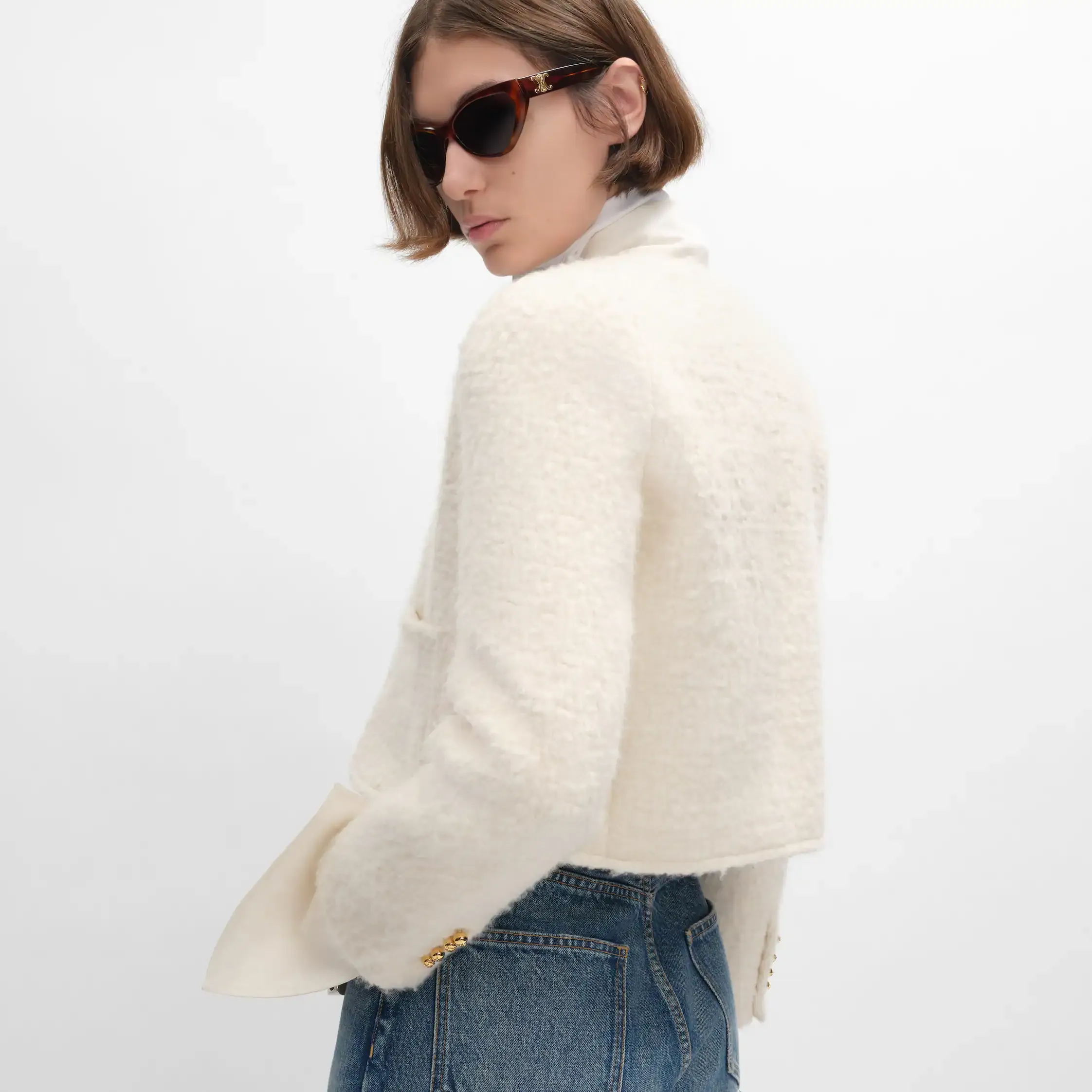manteau iconique en cachemire et laine nattée
