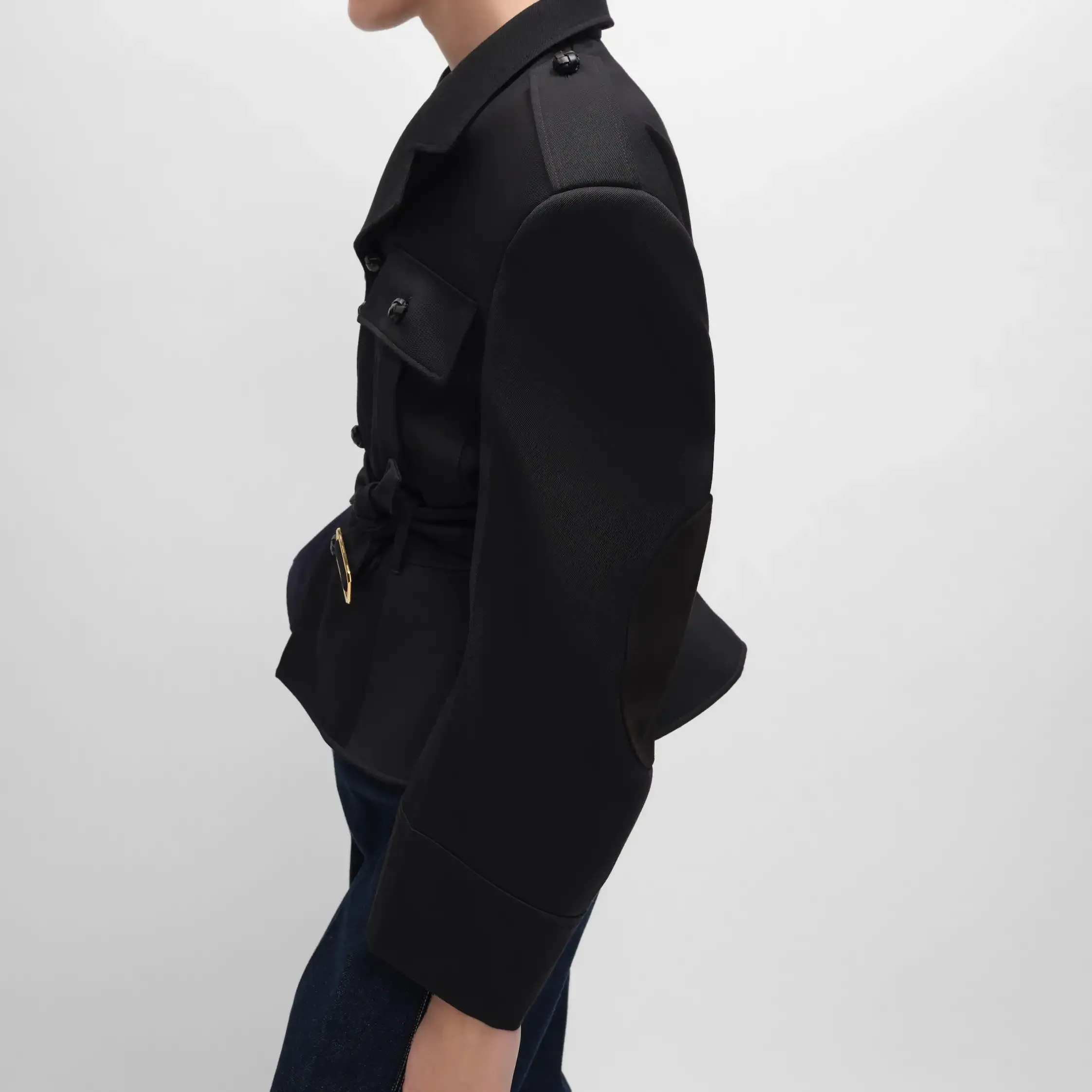 Veste peplum en gabardine de laine