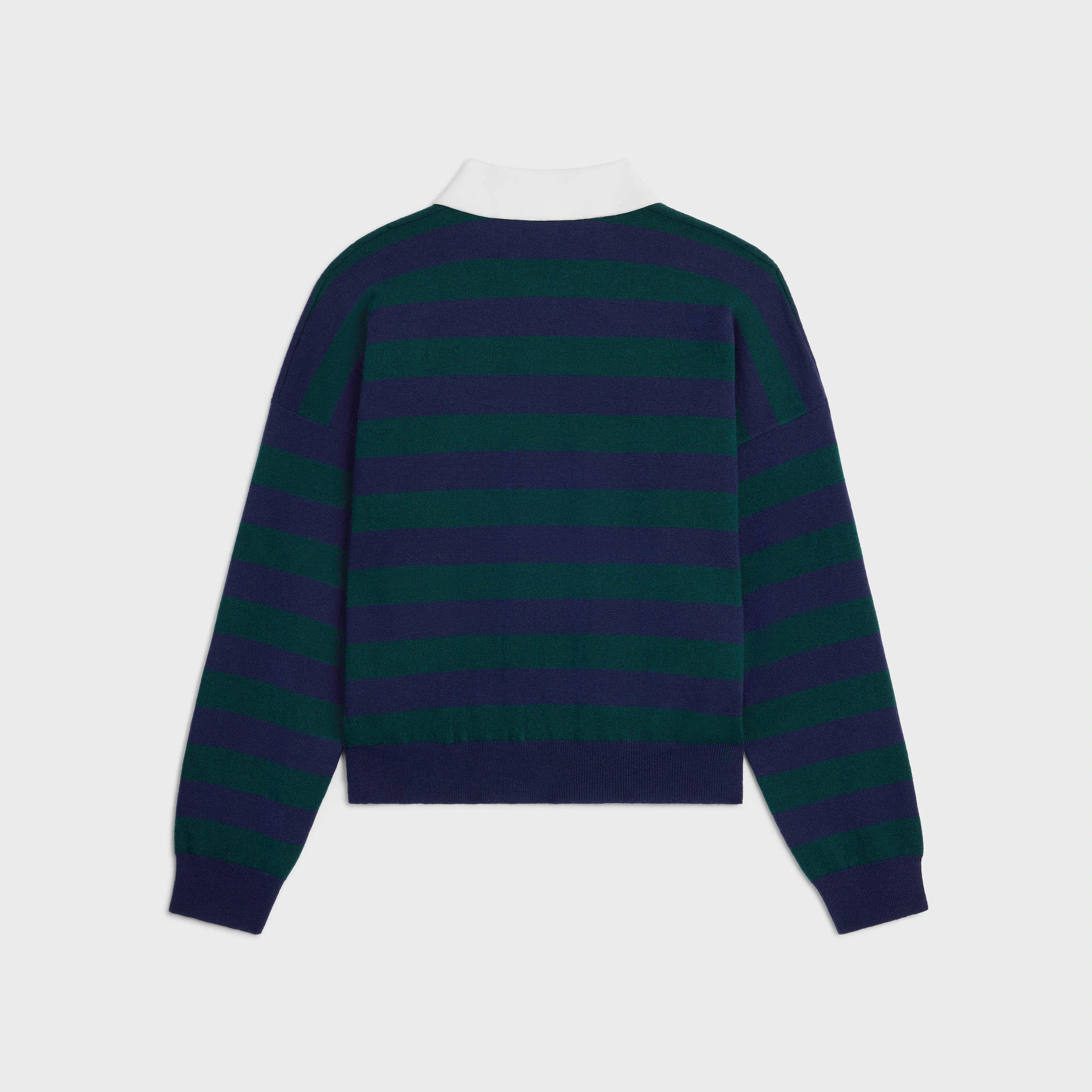 pull-over à col polo en laine à rayures