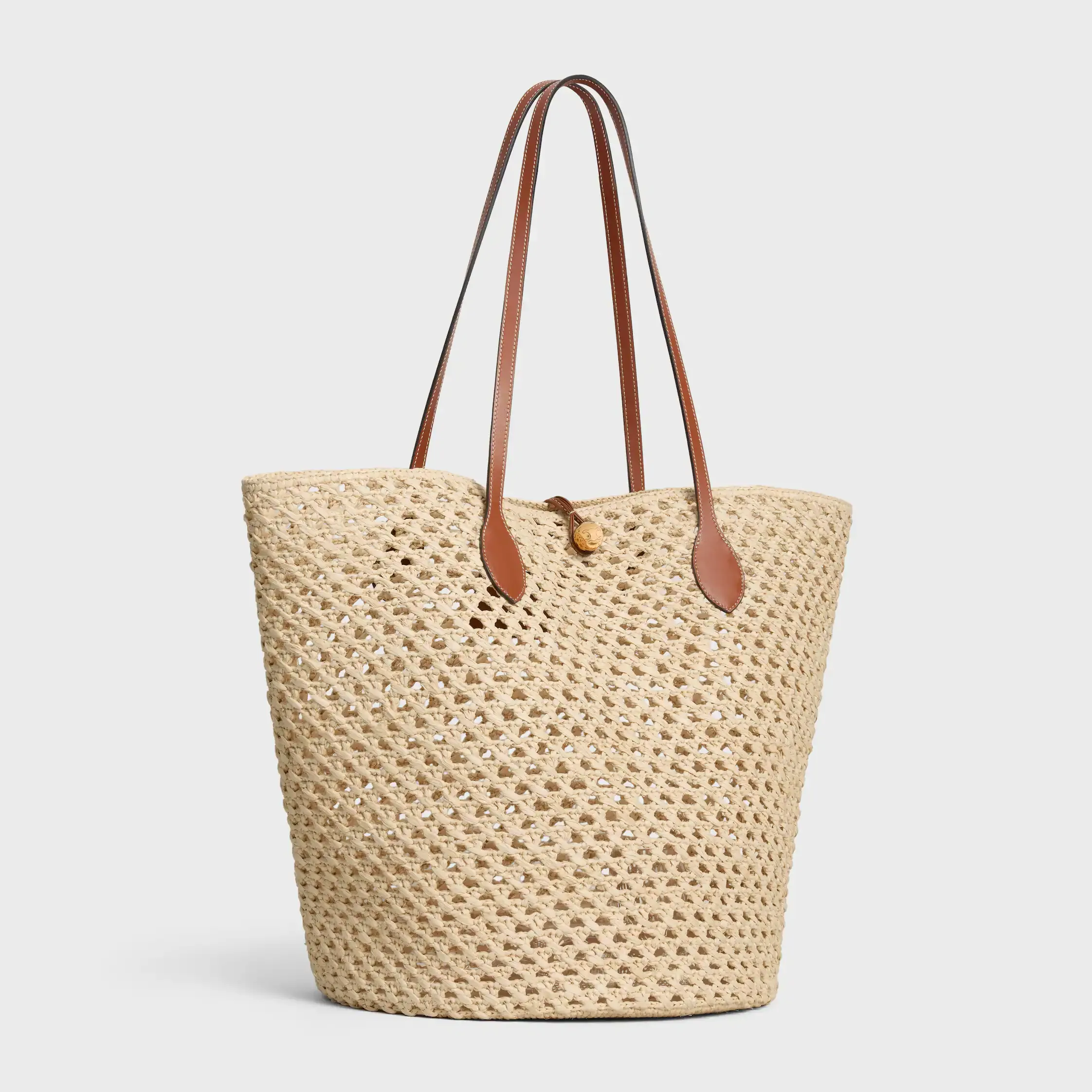 CORBEILLE TRIOMPHE BOULES PANIER EN RAPHIA ET VEAU
