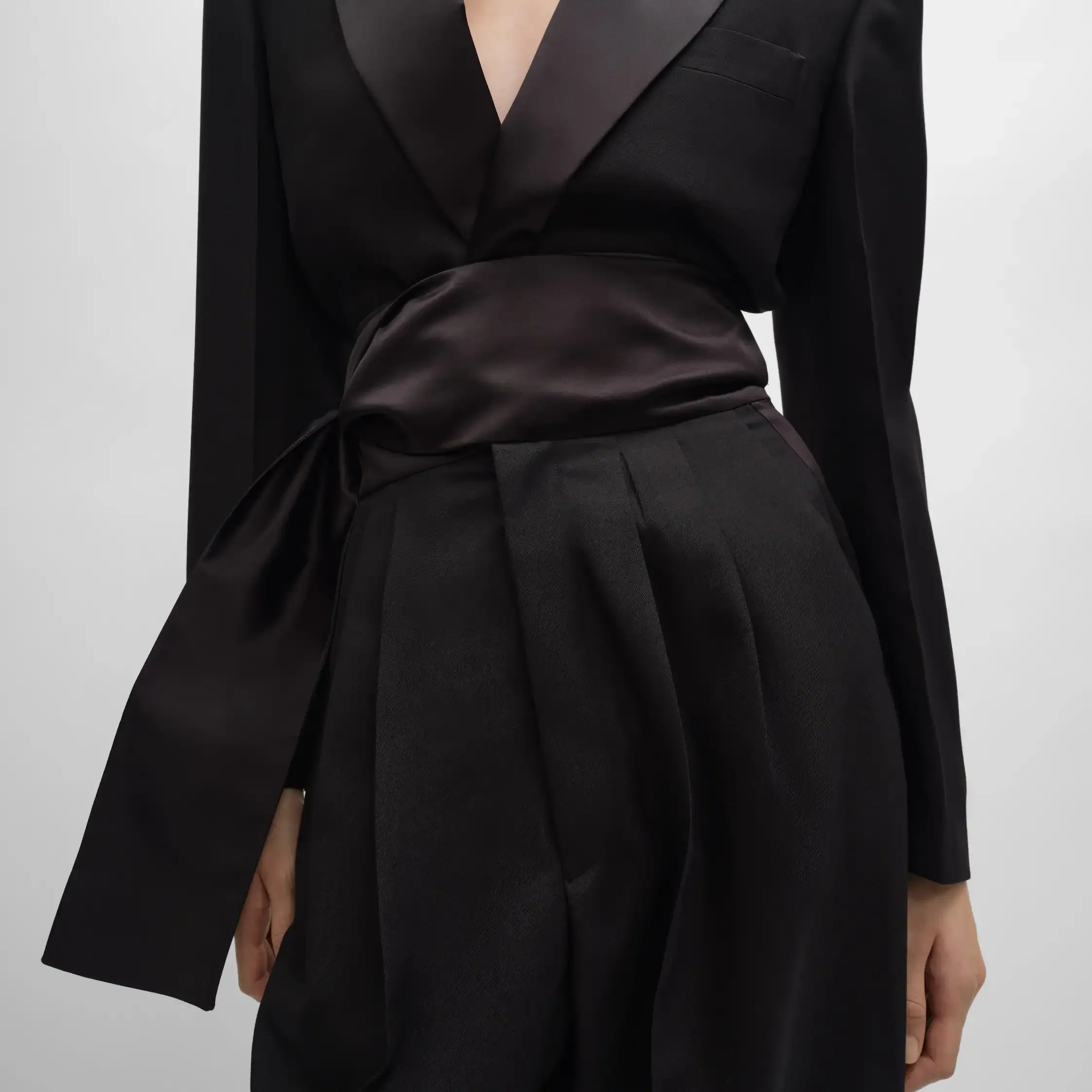 Pantalon smoking en gabardine de laine