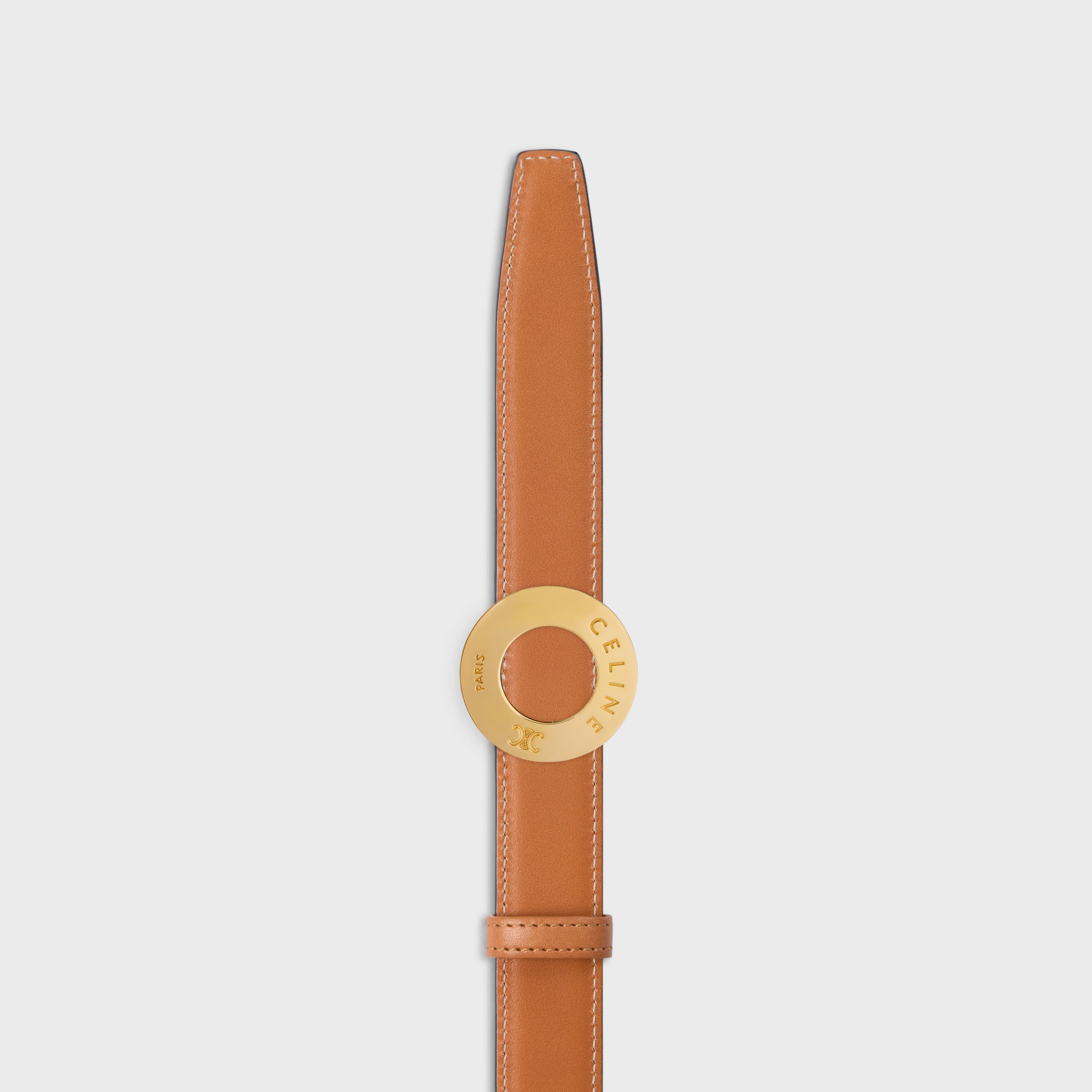 CELINE DISC BUCKLE 25 MM EN MÉTAL ET BRACELET RÉVERSIBLE 25 MM EN TAURILLON ET VEAU NATUREL