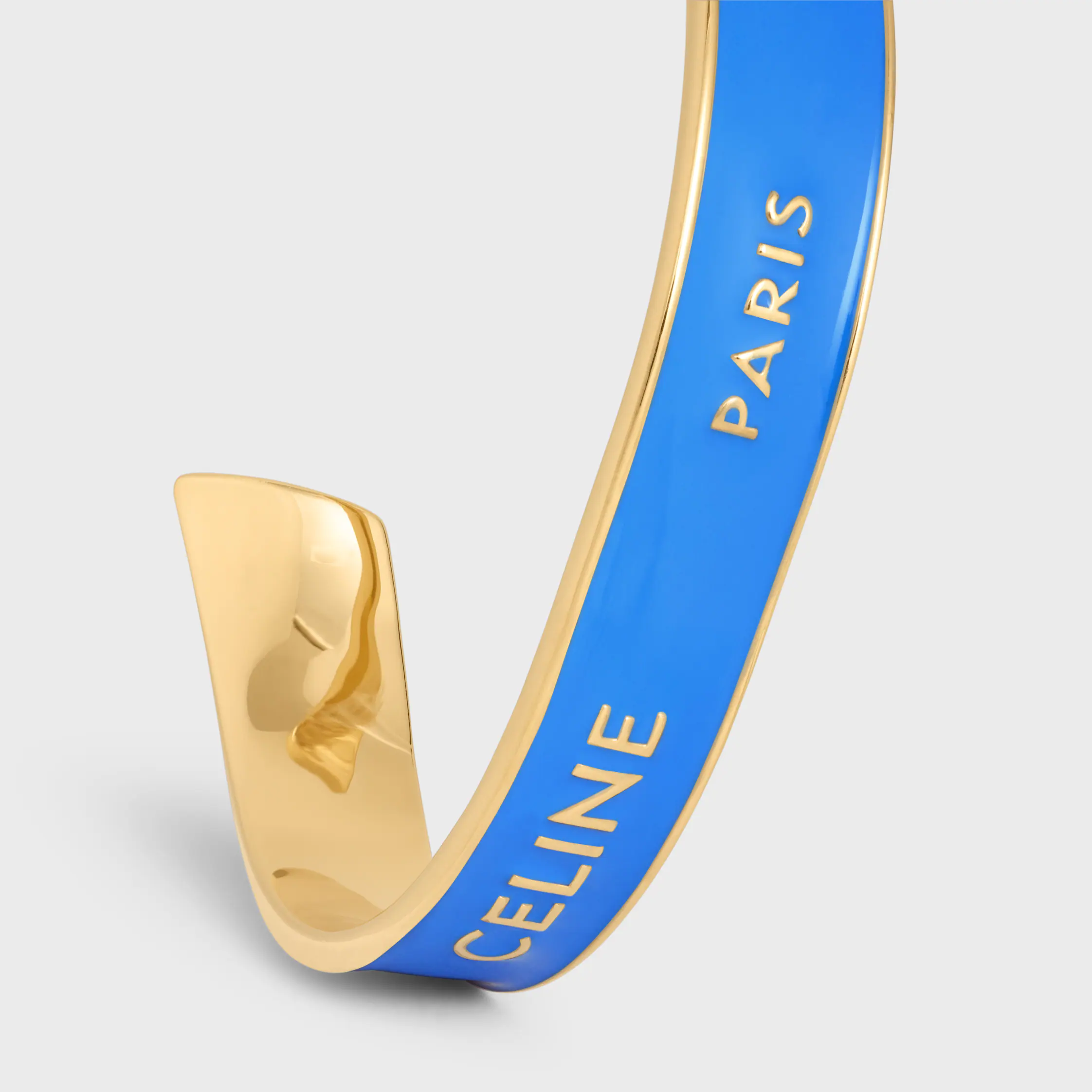 Celine Bracelet à ruban petit en émail et laiton fini or