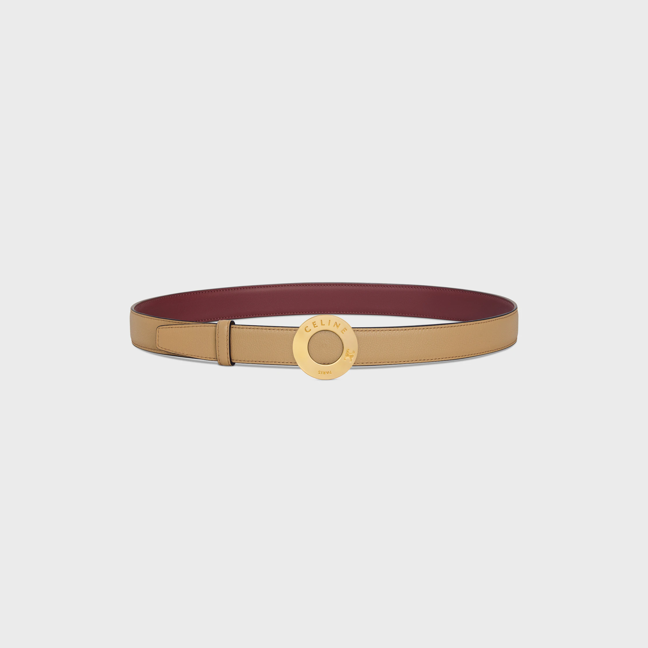 Boucle DISC CELINE 25 MM EN MÉTAL ET BRACELET RÉVERSIBLE 25 MM EN VEAU LIS ET GRAINÉ