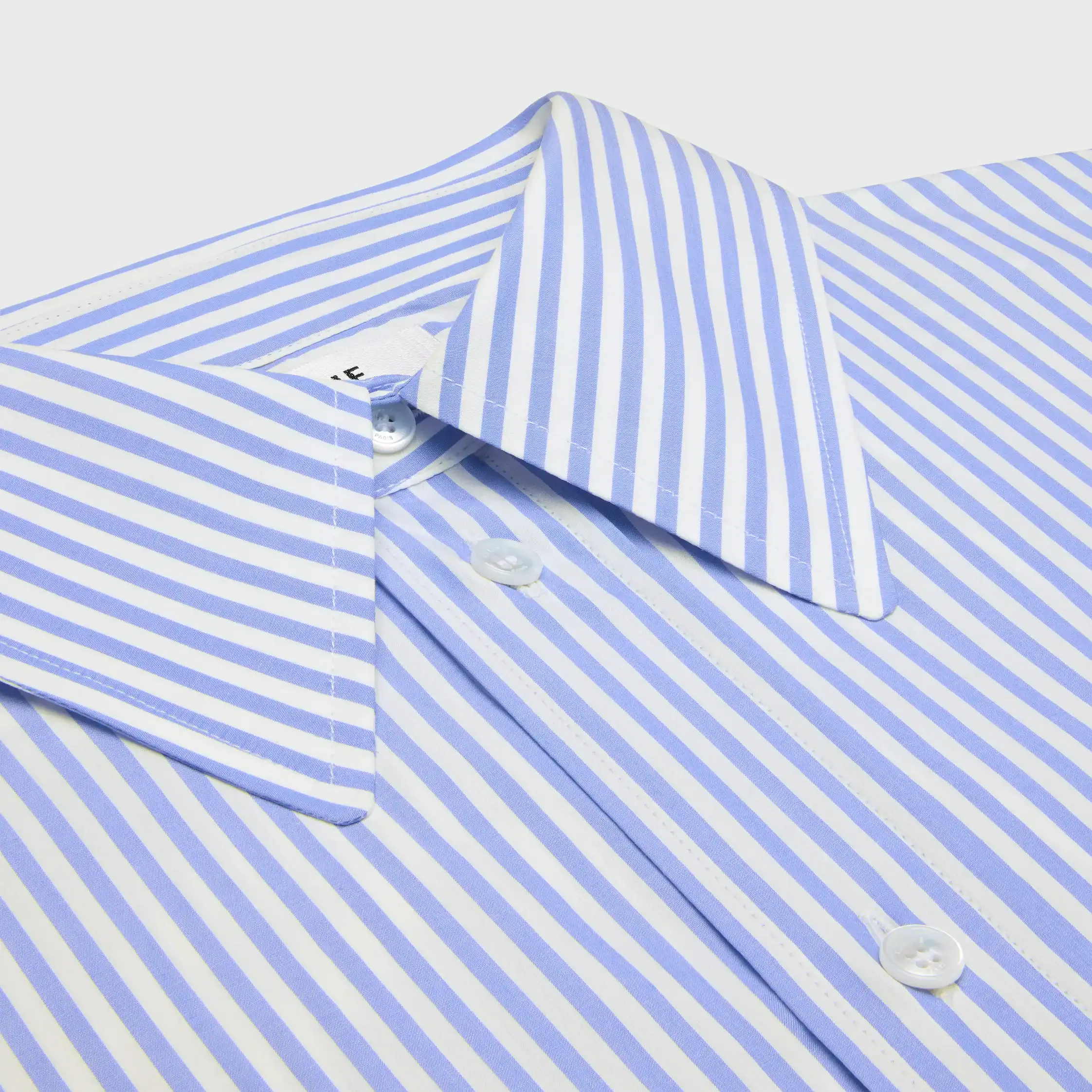 chemise courte en popeline de coton rayé