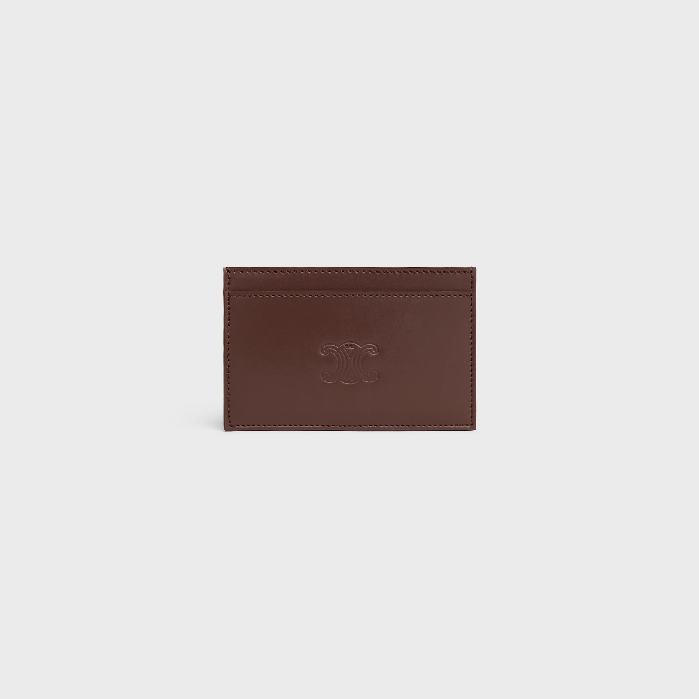 Porte-cartes en cuir de veau satiné avec motif triomphe gravé