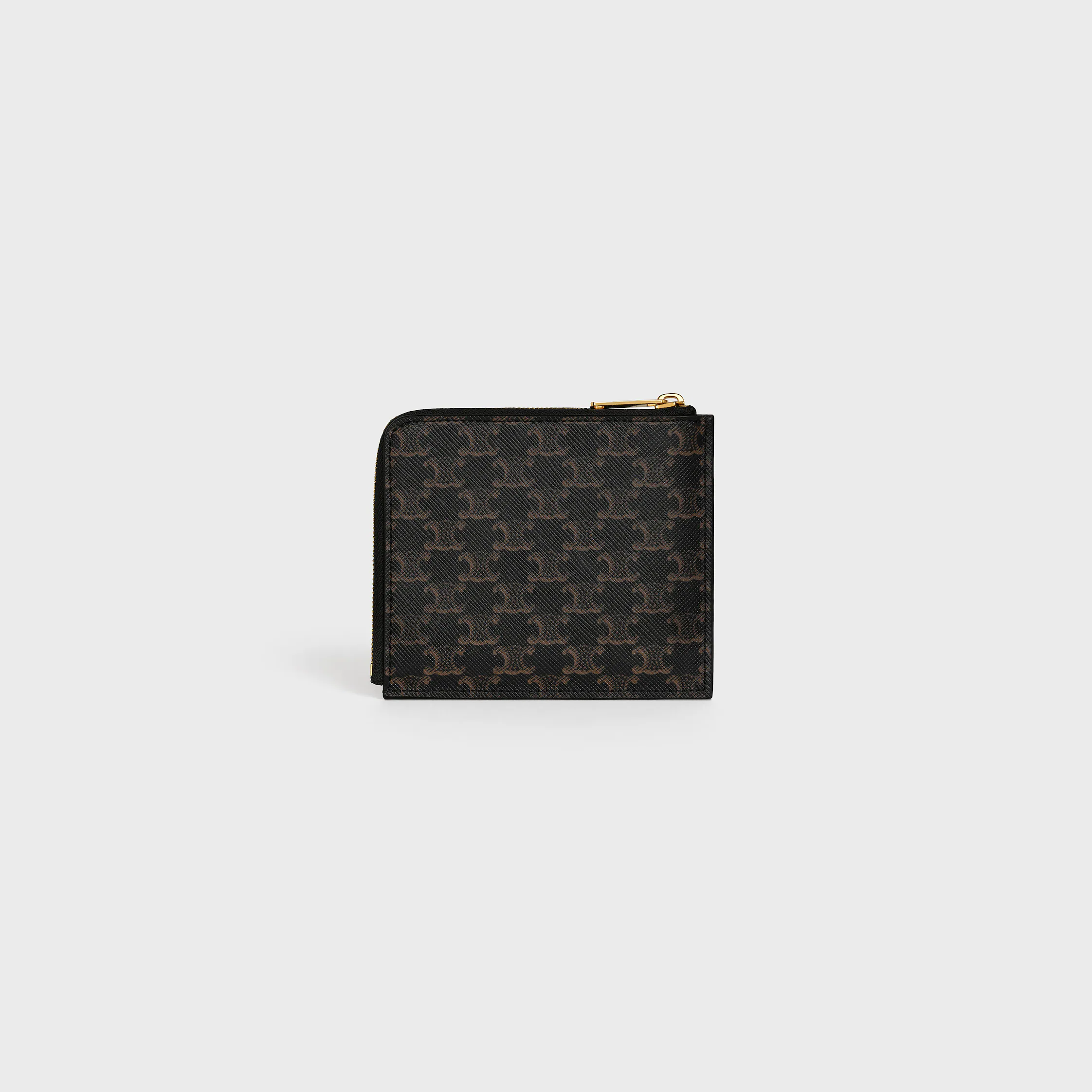 Porte-monnaie zippé avec porte-cartes en toile Triomphe et veau