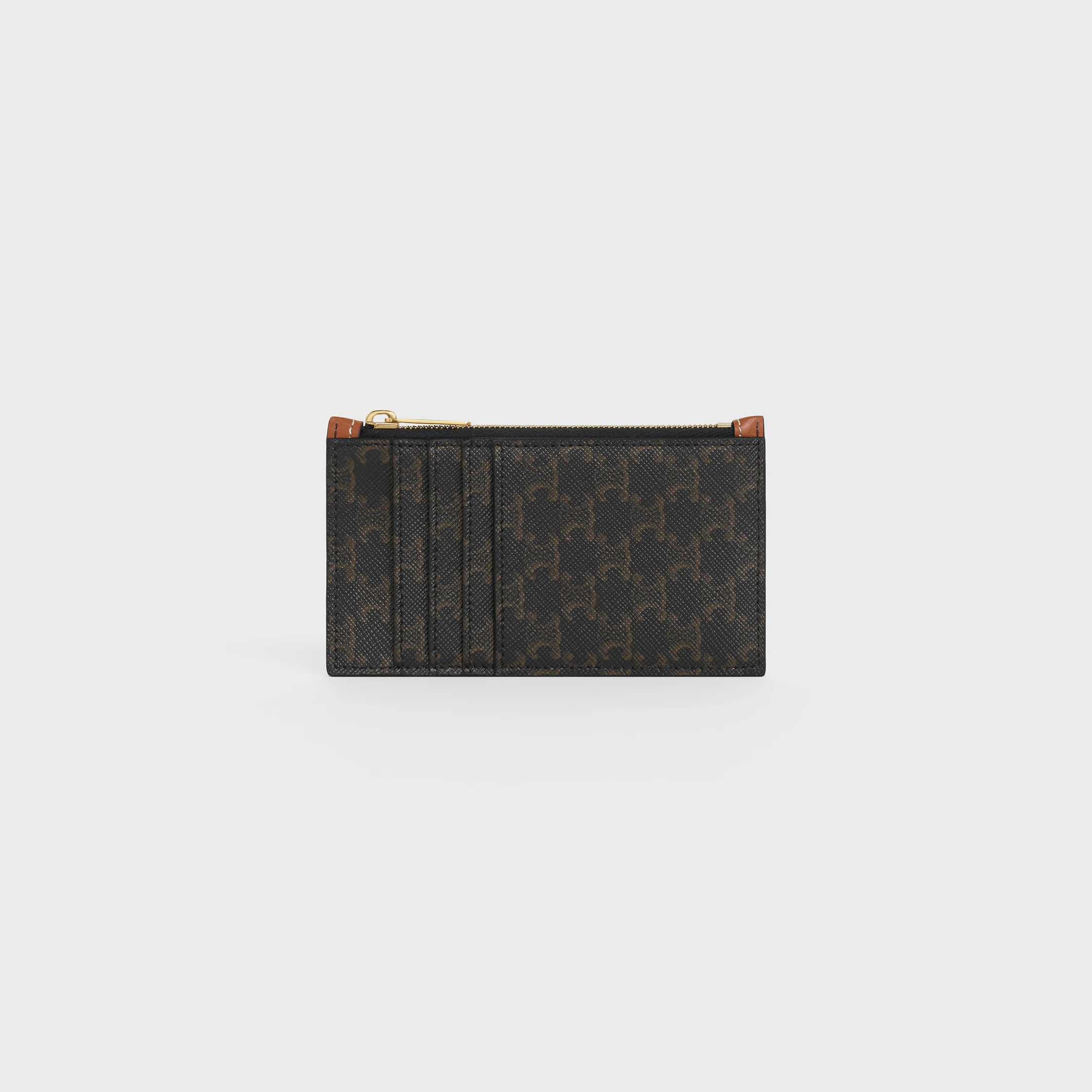 Porte-cartes compact zippé IN Triomphe Canvas et veau