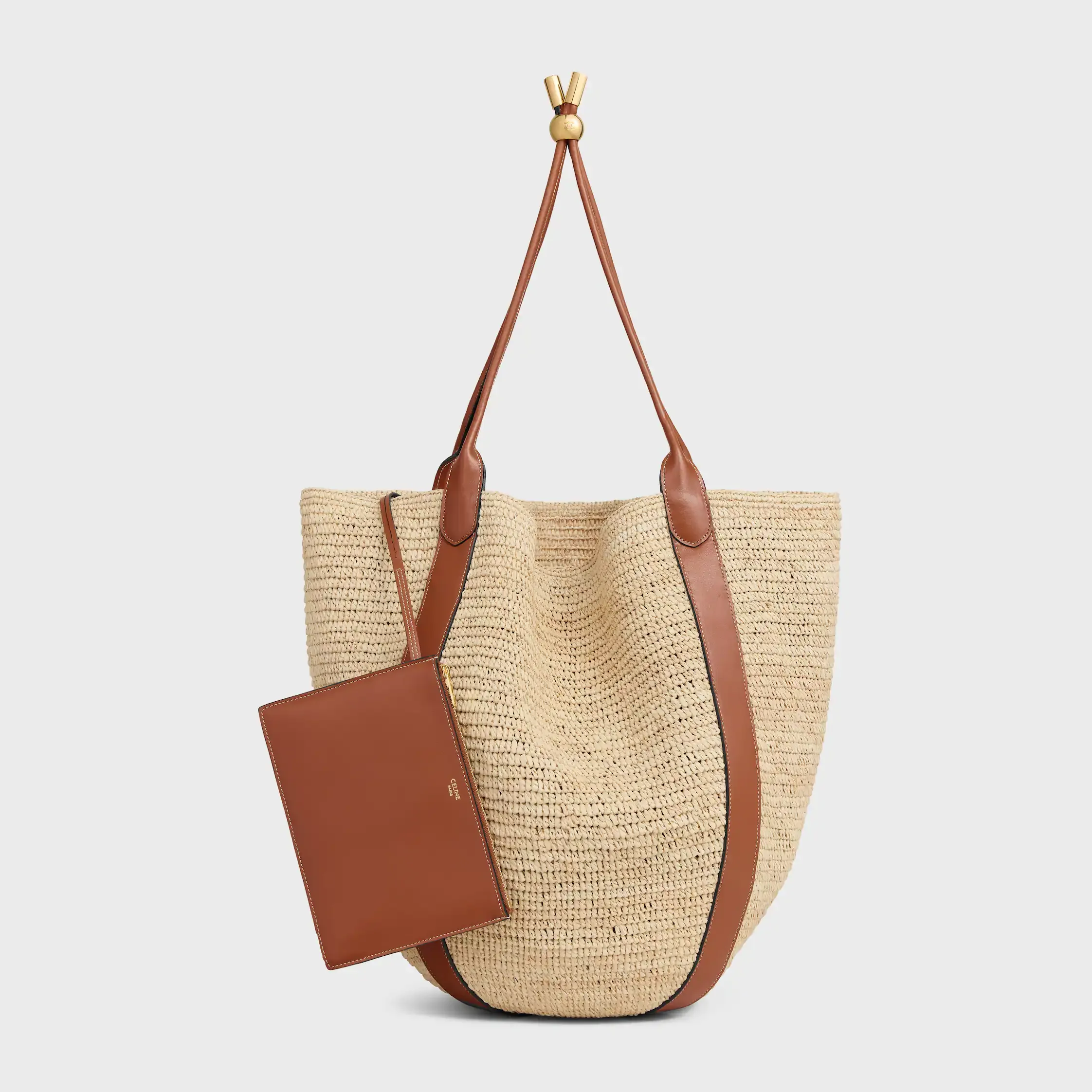SAC À MAIN GRAND FORMAT EN PANIER ET EN CUIR DE VEAU
