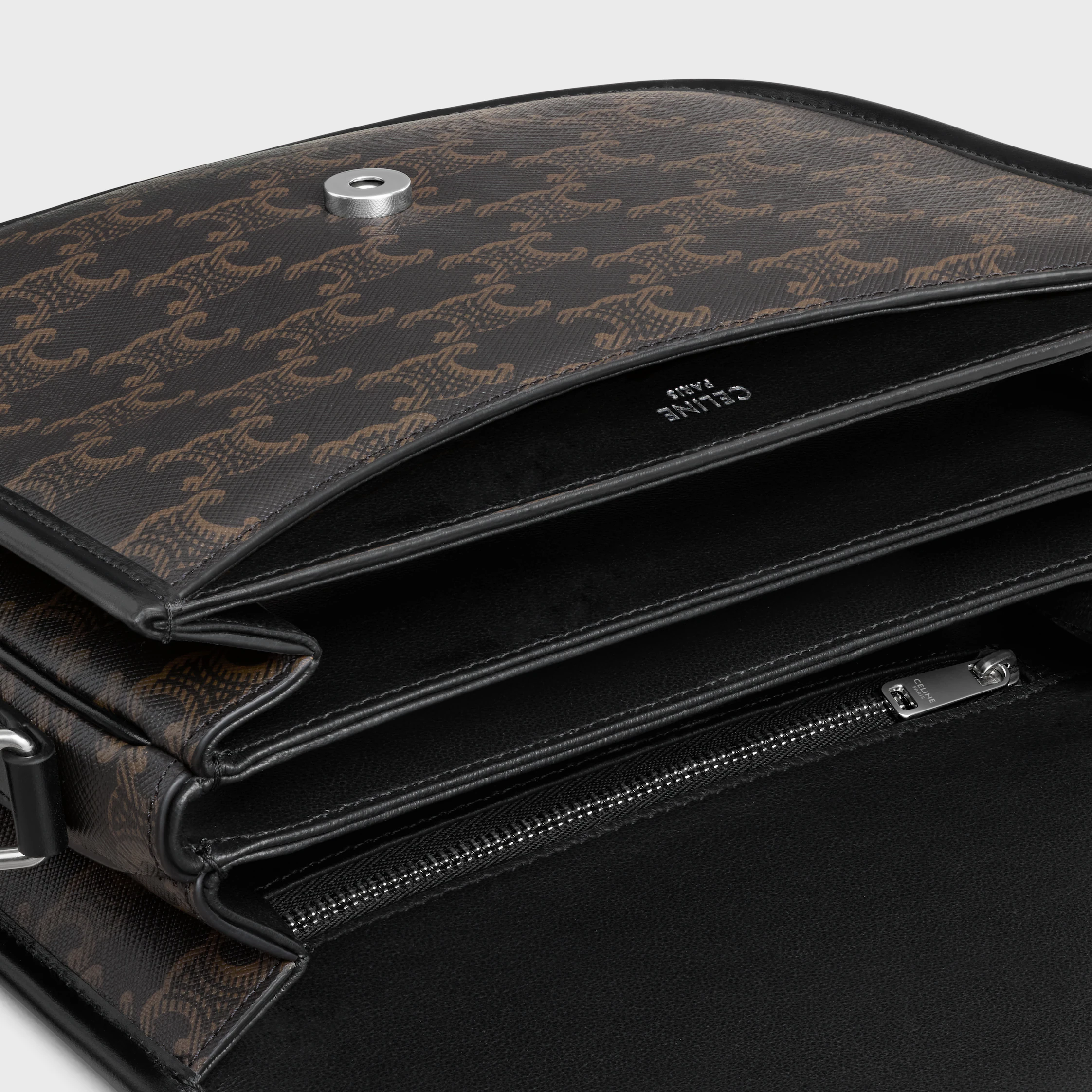 MEDIUM BESACE TRIOMPHE EN TISSU TRIOMPHE ET CUIR DE VEAU
