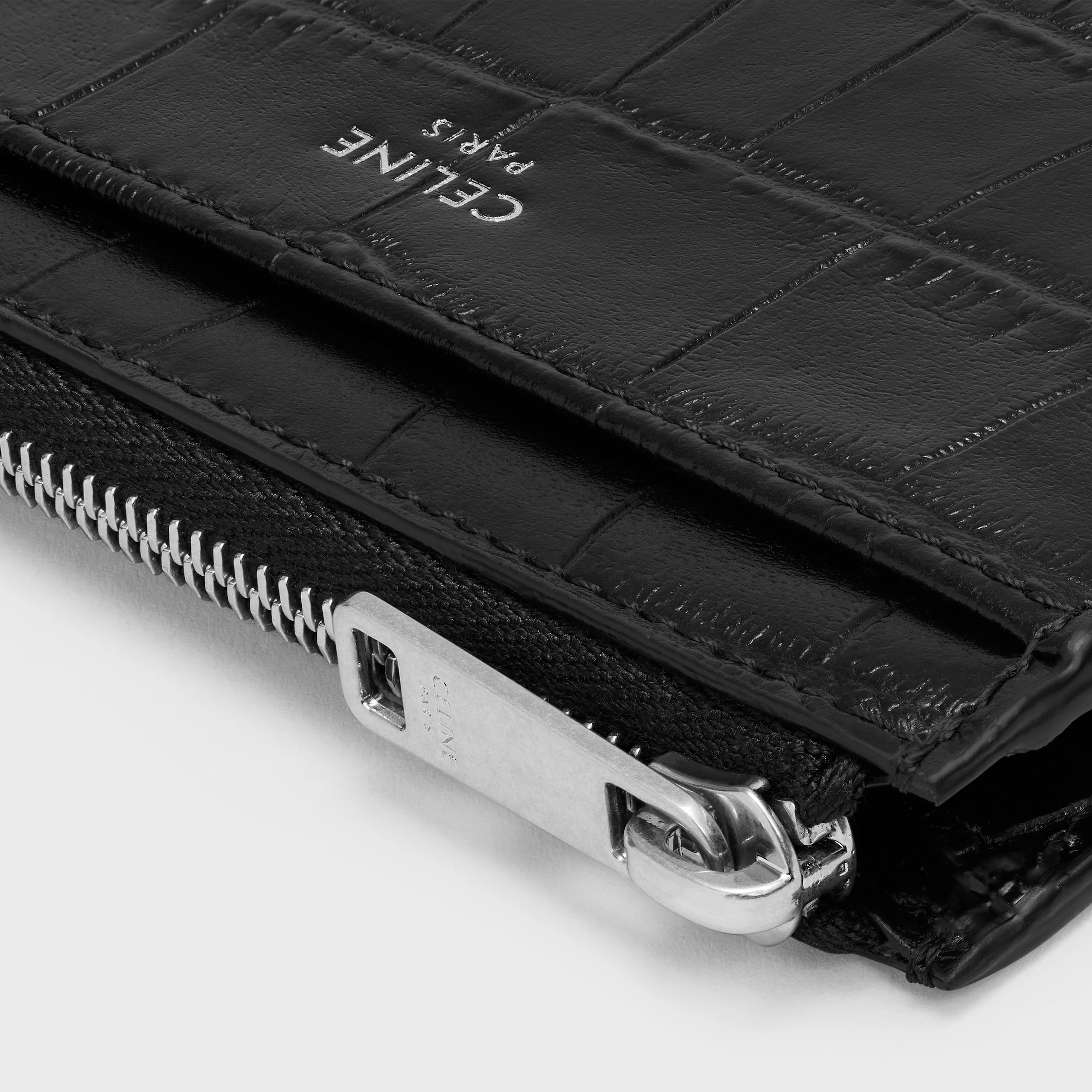 Porte-cartes à glissière IN Cuir de veau gravé crocodile