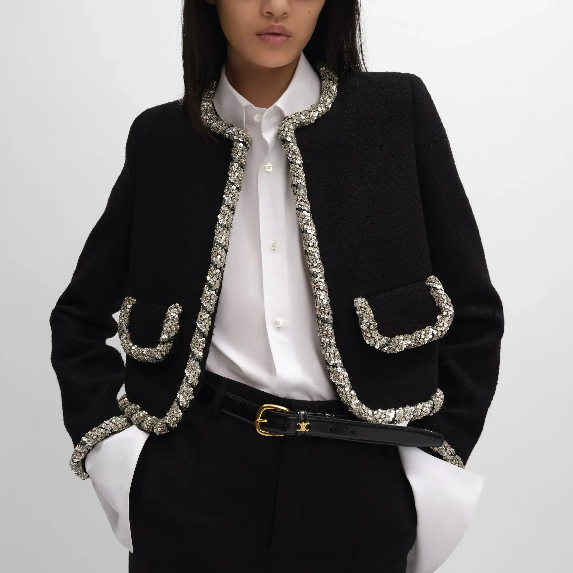 manteau brodé ICONE en laine natté