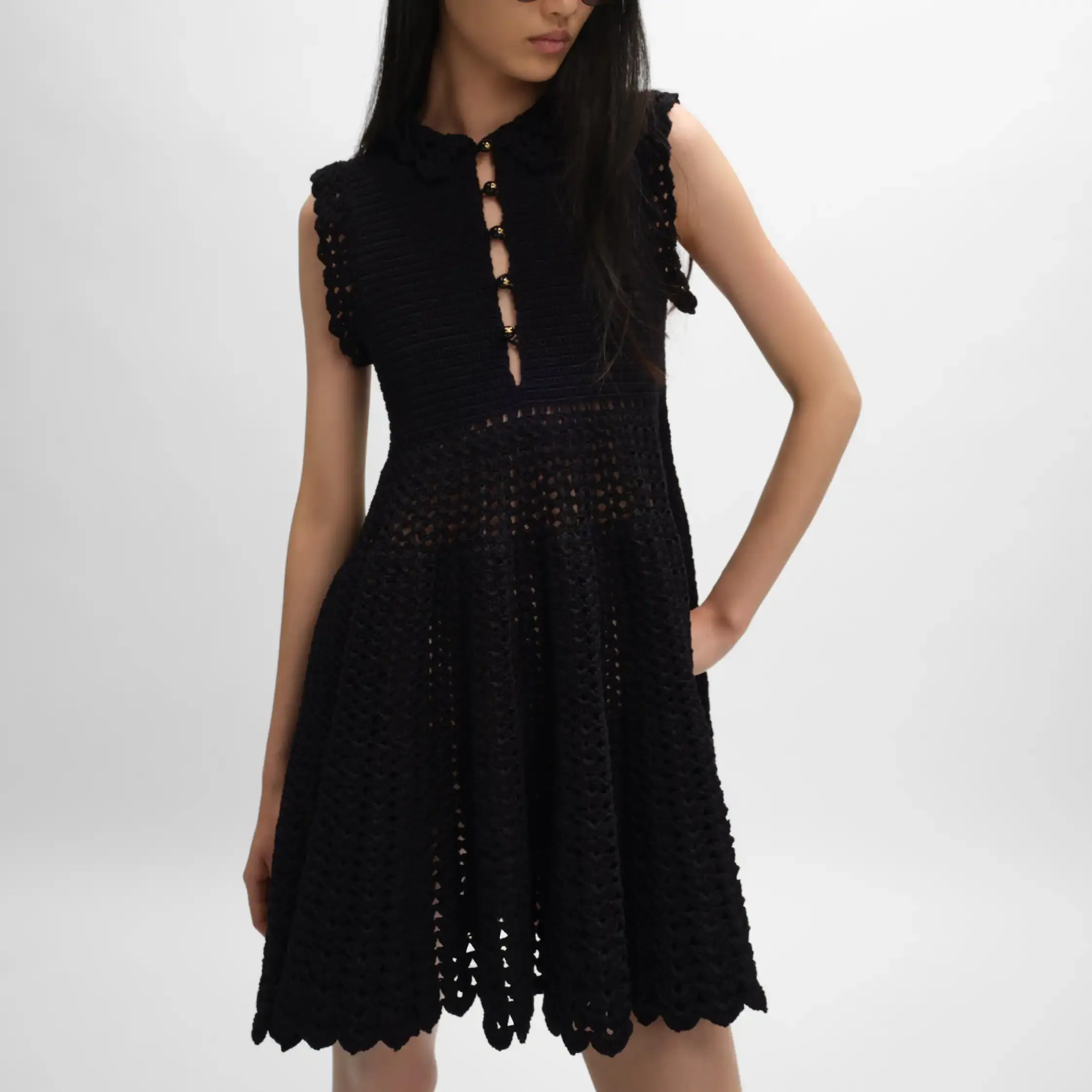 robe mini en crochet de coton